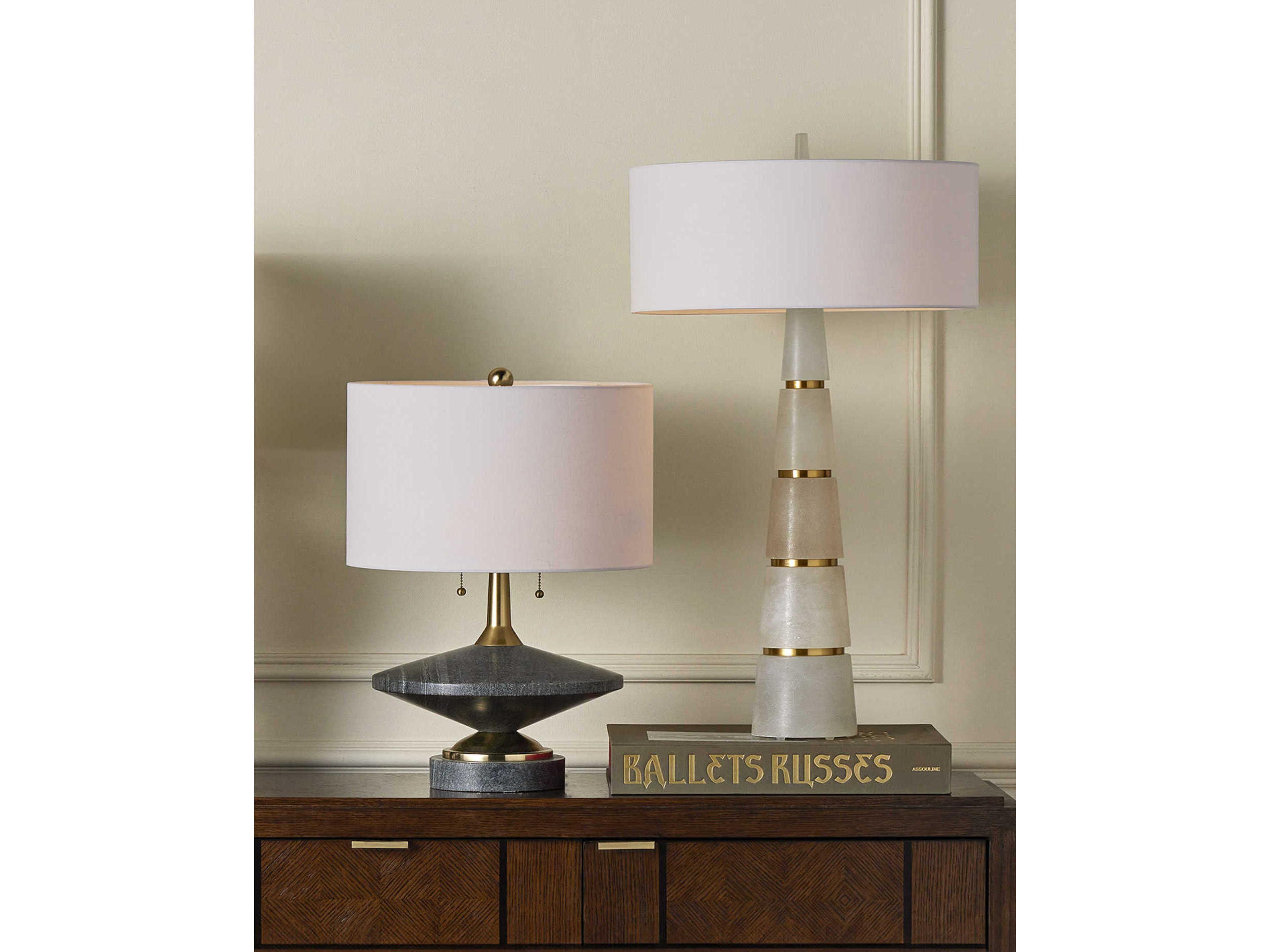 Currey & Company Eleanora Natural Brass Off White Linen Buffet Lamp