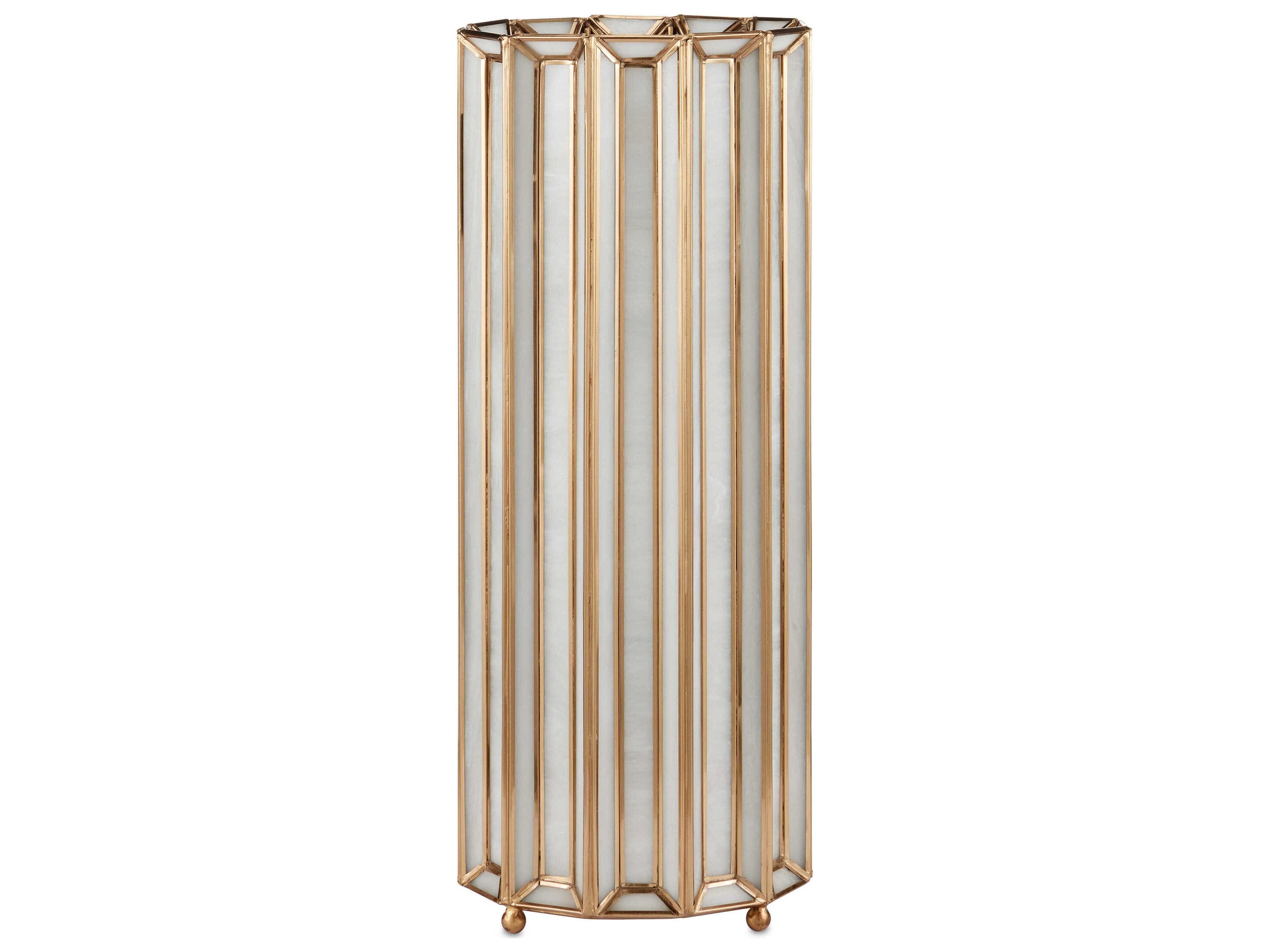 Currey & Company Daze Uplight White Antique Brass Table Lamp