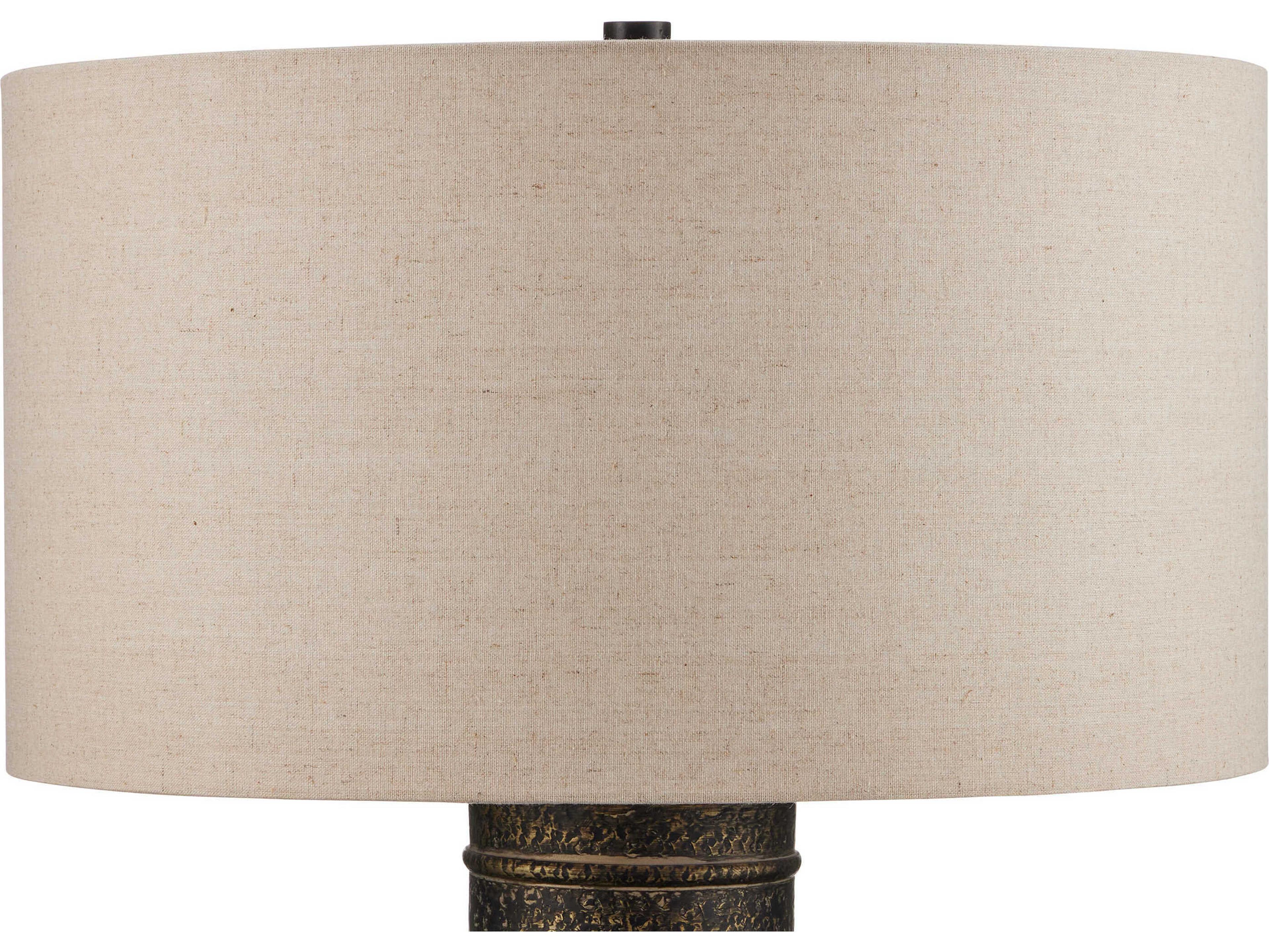 Currey & Company Braille Antique Brass Natural Linen Buffet Lamp