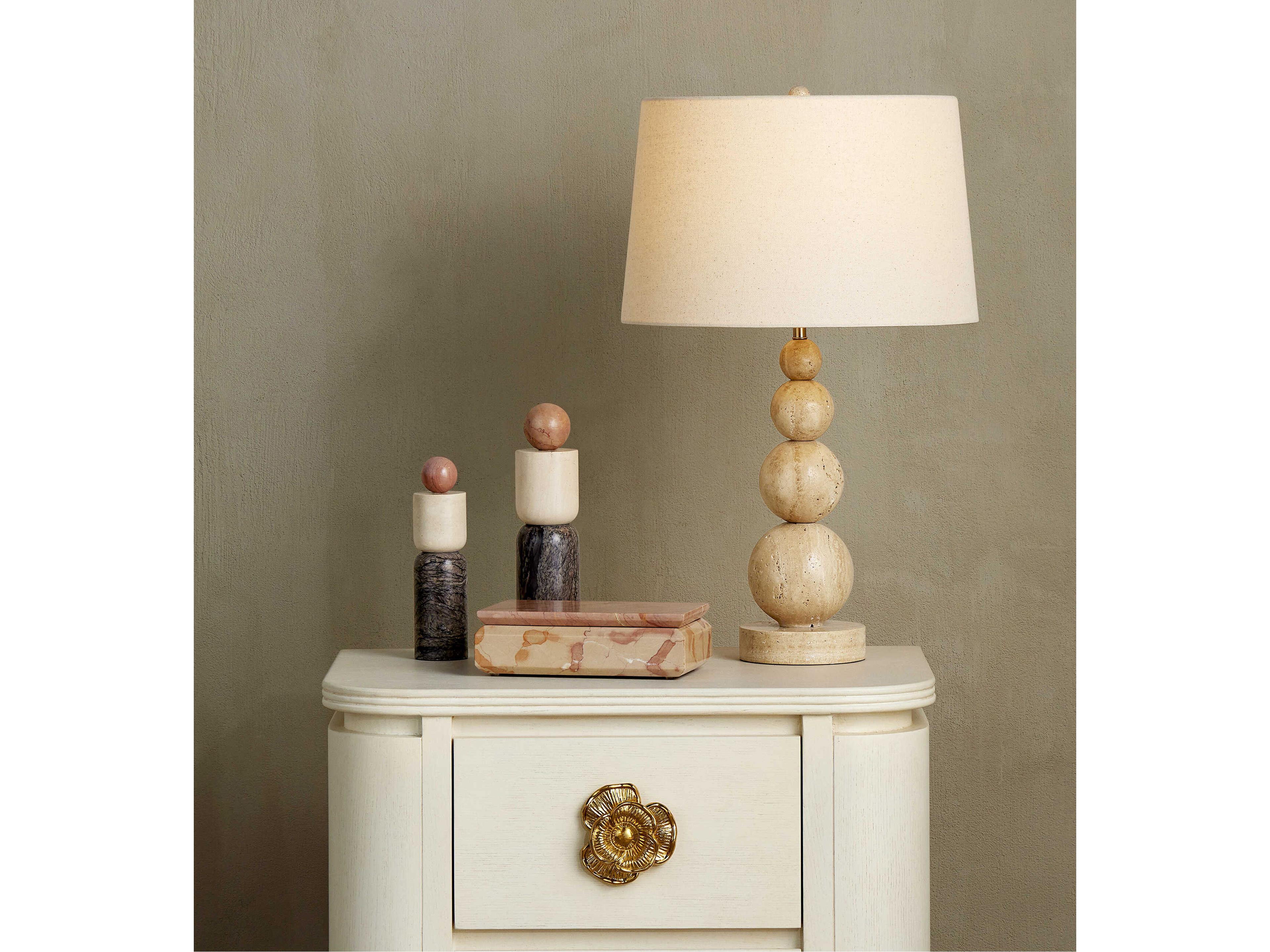 Currey & Company Niobe Natural Flax Linen White Buffet Lamp