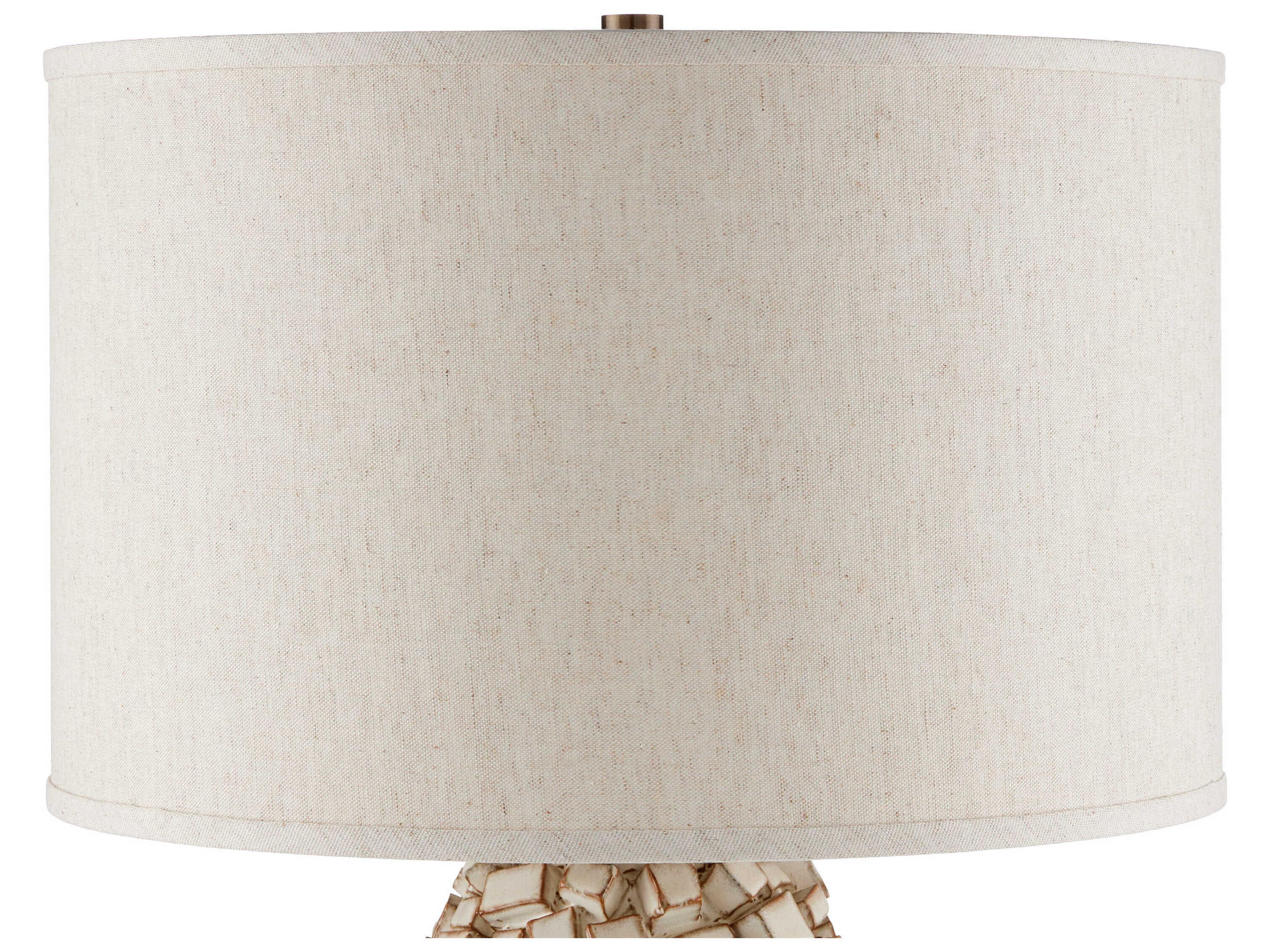 Currey & Company Sugar Cube Ivory Brown Natural Linen Buffet Lamp