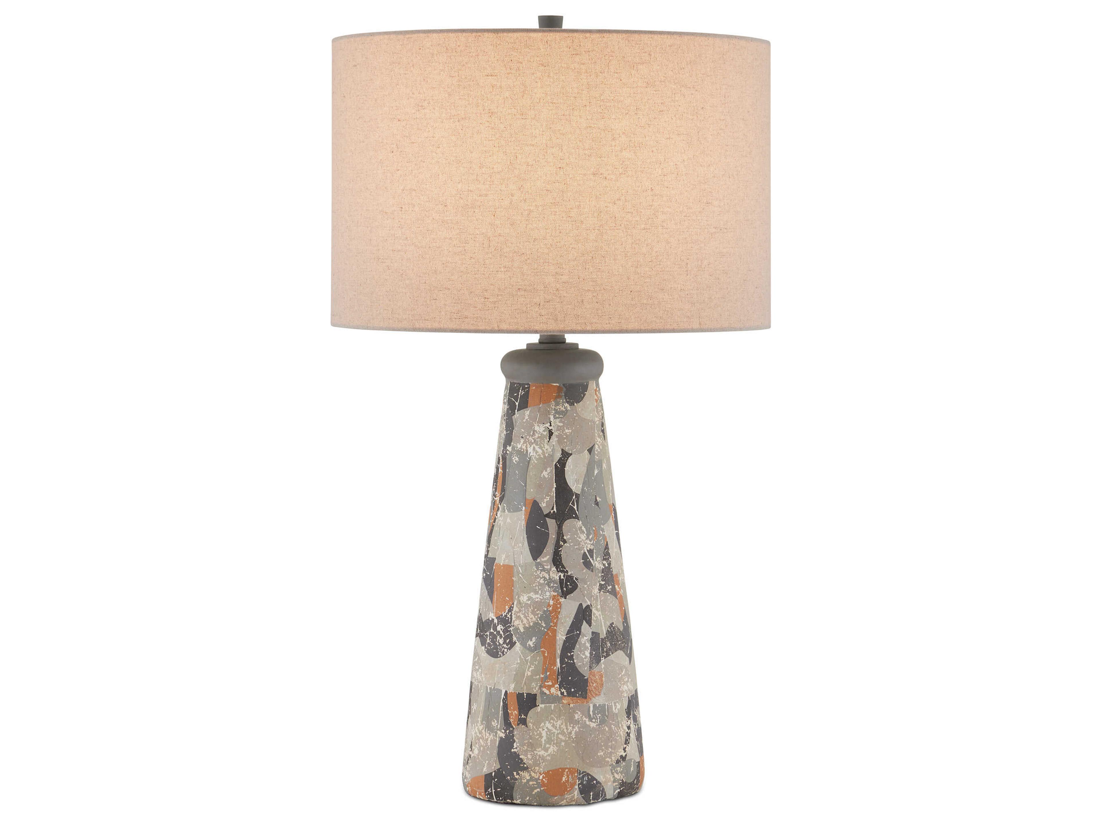 Oldwalls Charcoal Gray Matte Black Brown Natural Linen Buffet Lamp