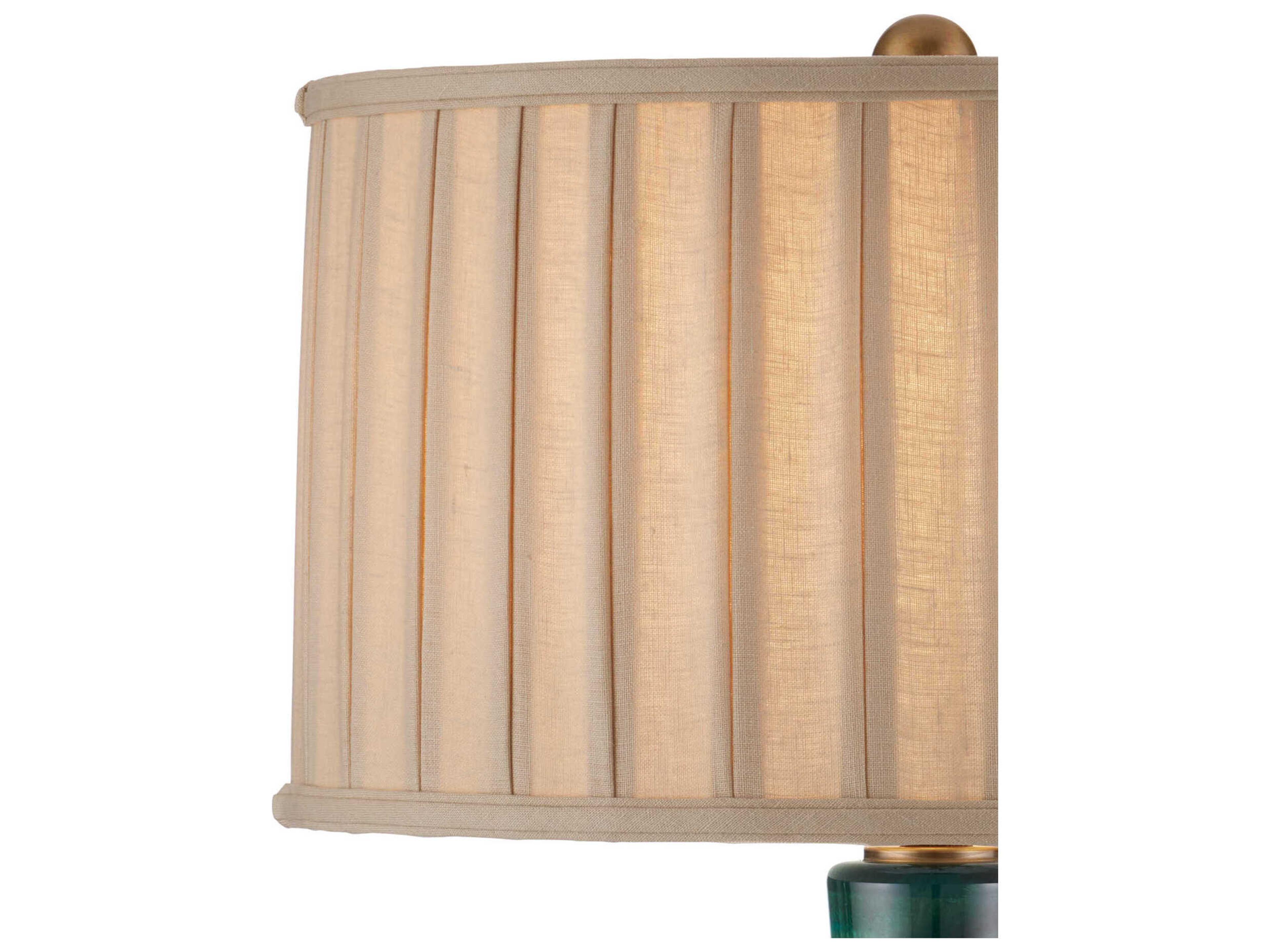 Currey & Company Lamartine Green Antique Brass Beige Linen Buffet Lamp