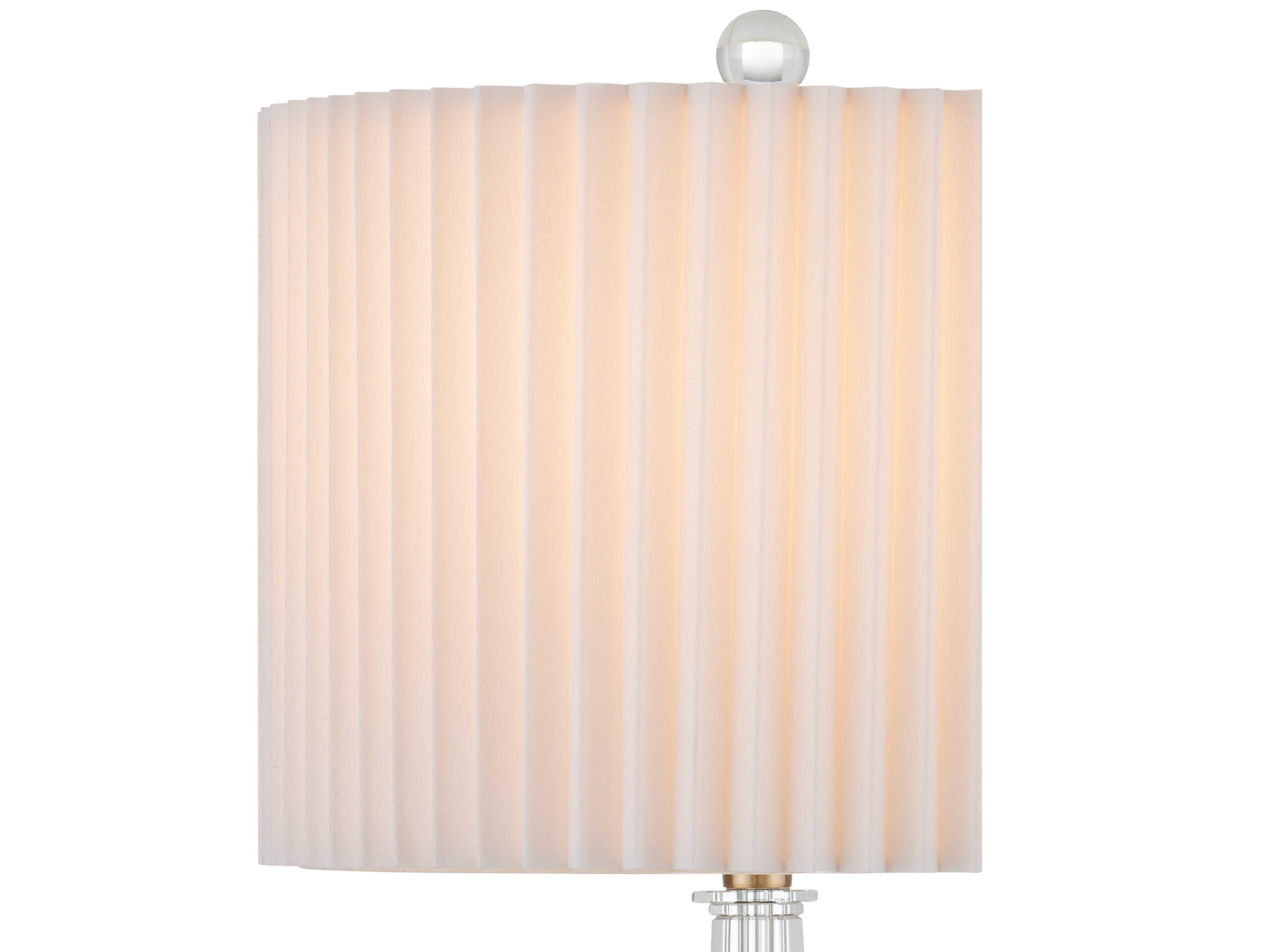 Currey & Company Anton Clear Antique Brass White Shantung Rayon Buffet Lamp