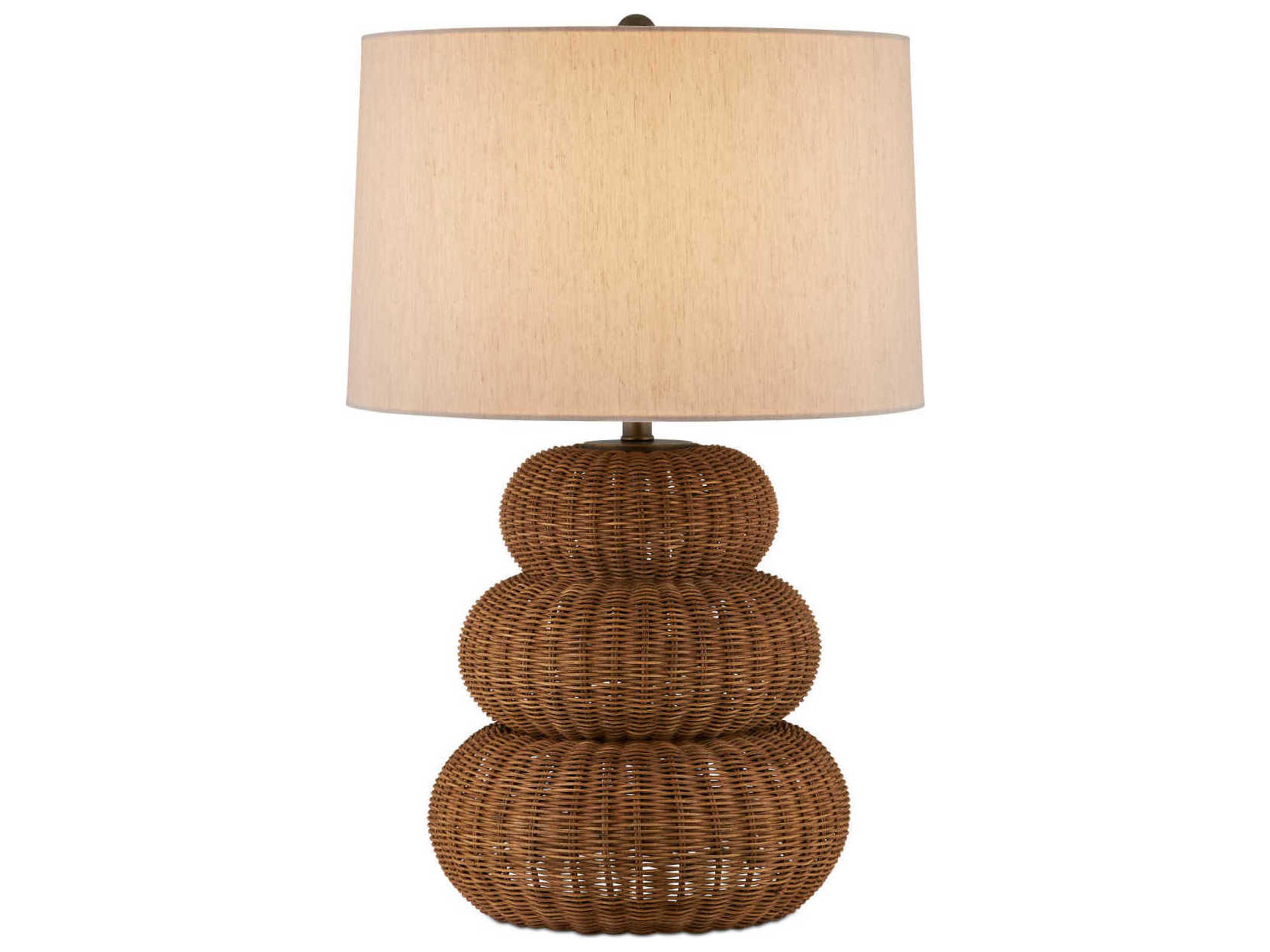 Currey & Company Mabrouka Dark Brown Antique Brass Natural Linen Buffet Lamp