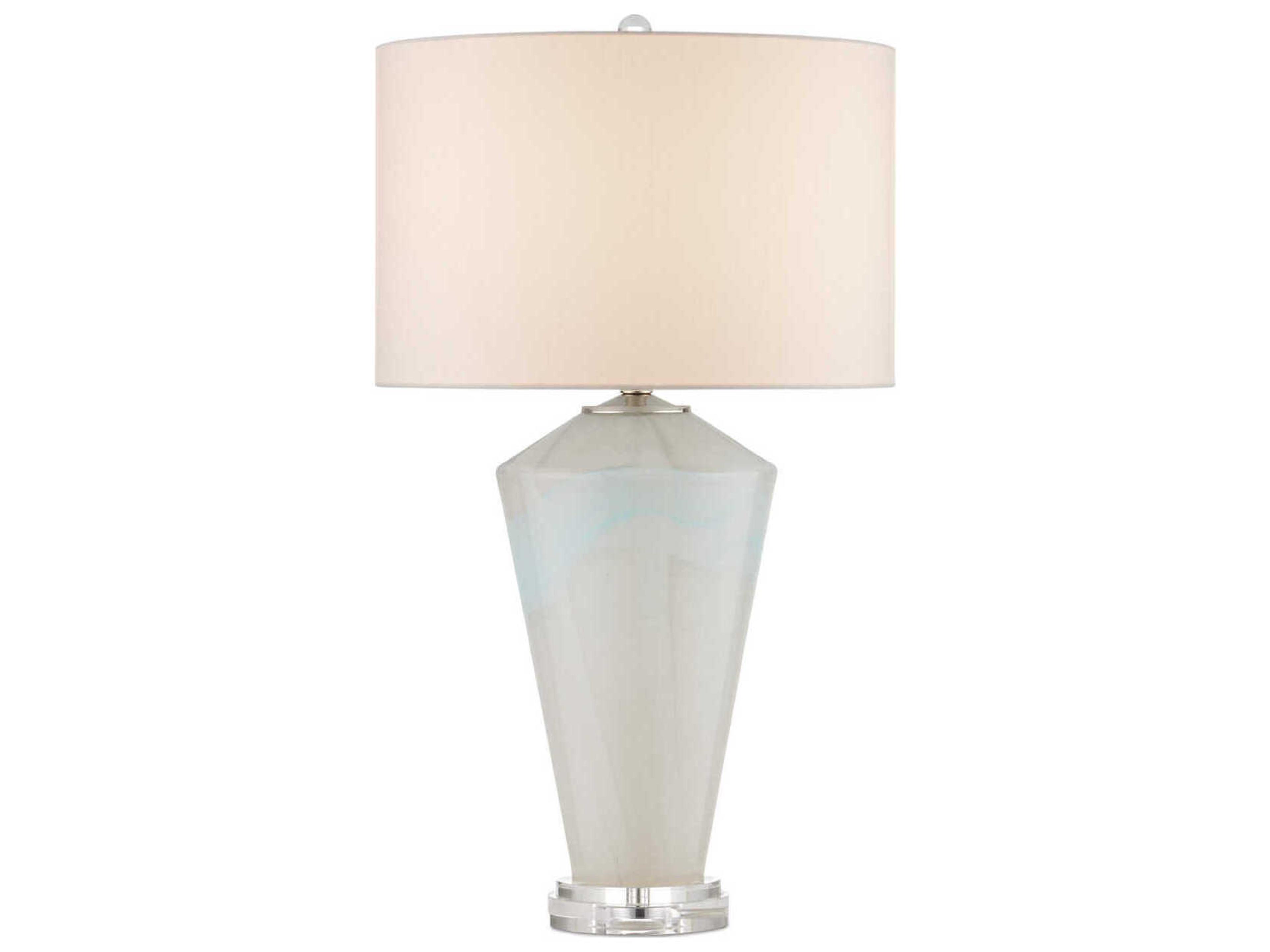Currey & Company Floating Cloud Pale Gray Light Blue Polished Nickel Buffet Lamp