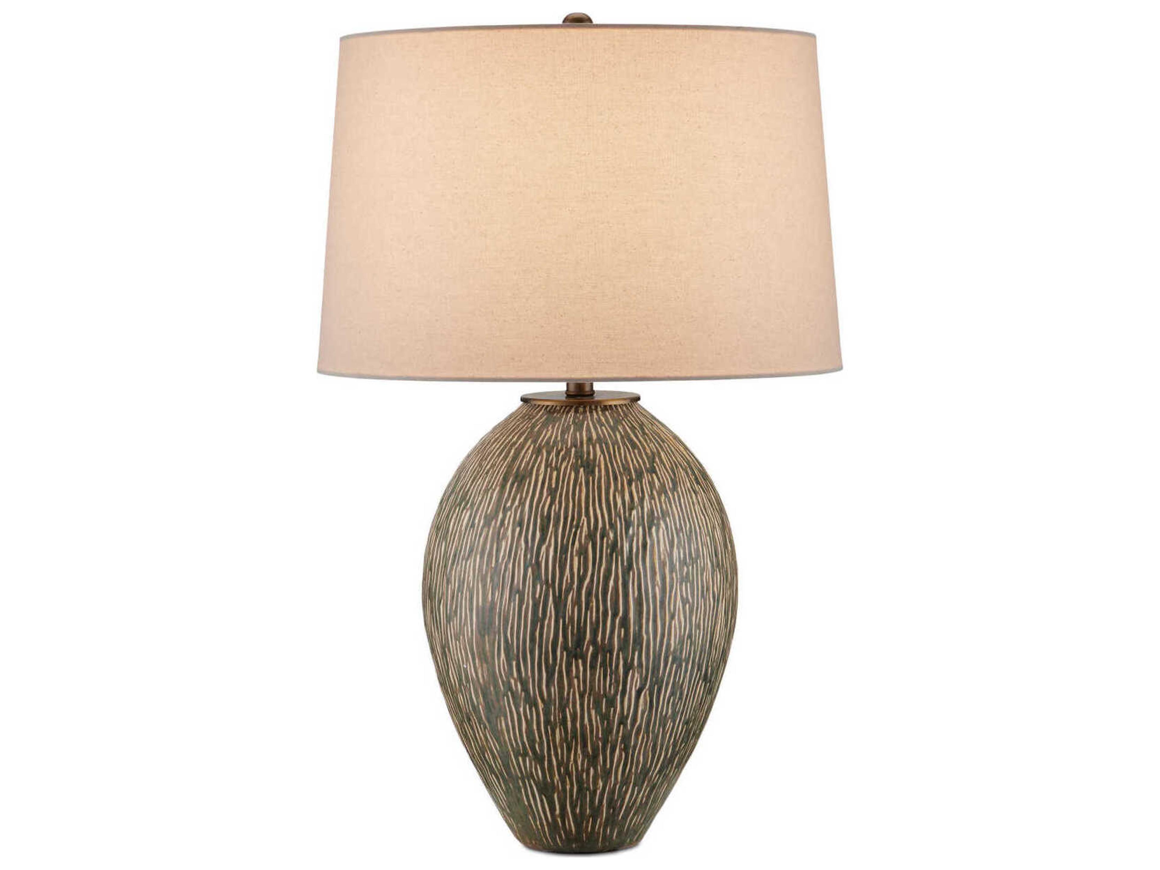 Hildreth Light Beige Linen Green Buffet Lamp