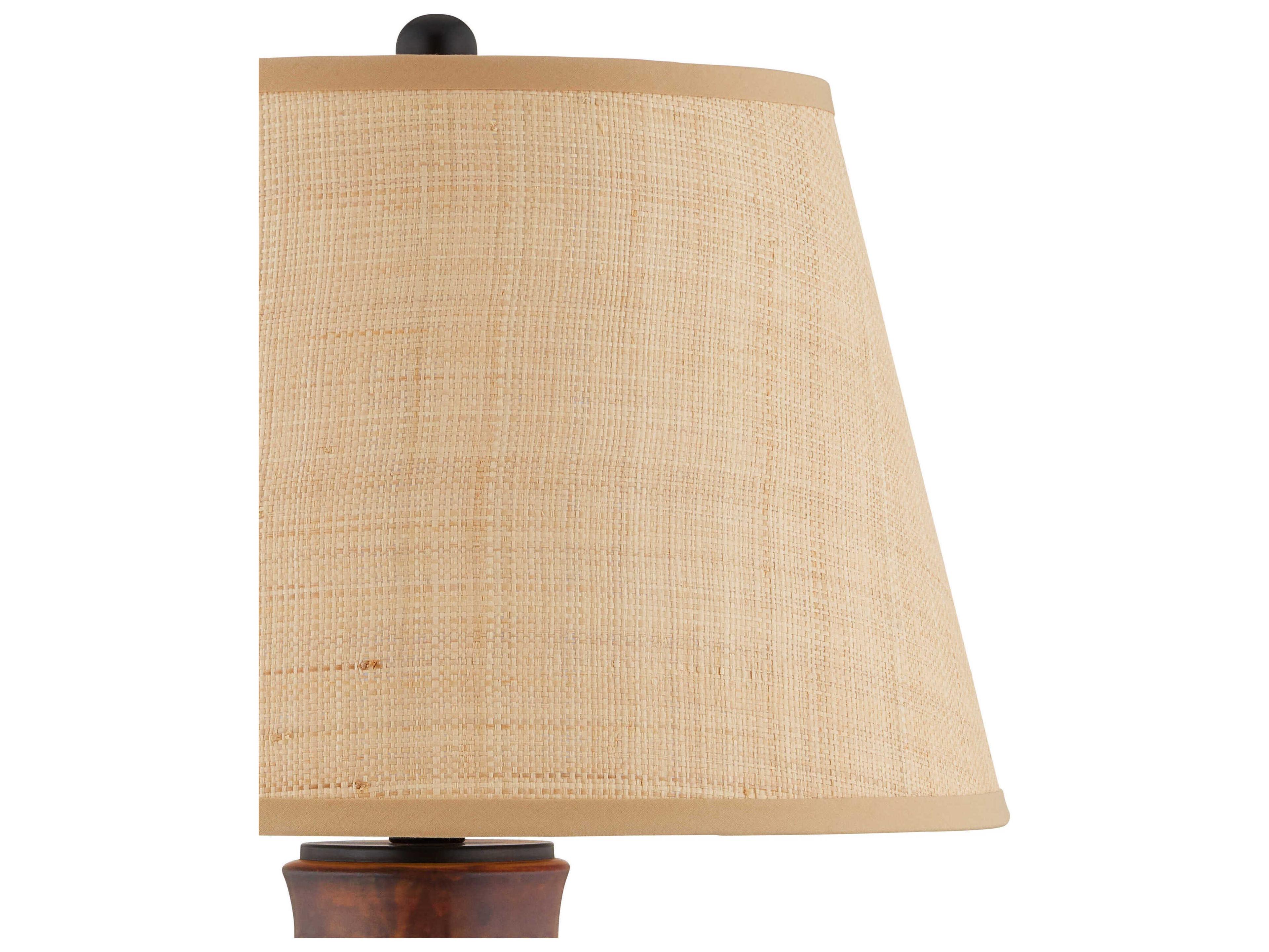 Currey & Company Atamo Dark Brown Rustic Black Natural Raffia Table Lamp
