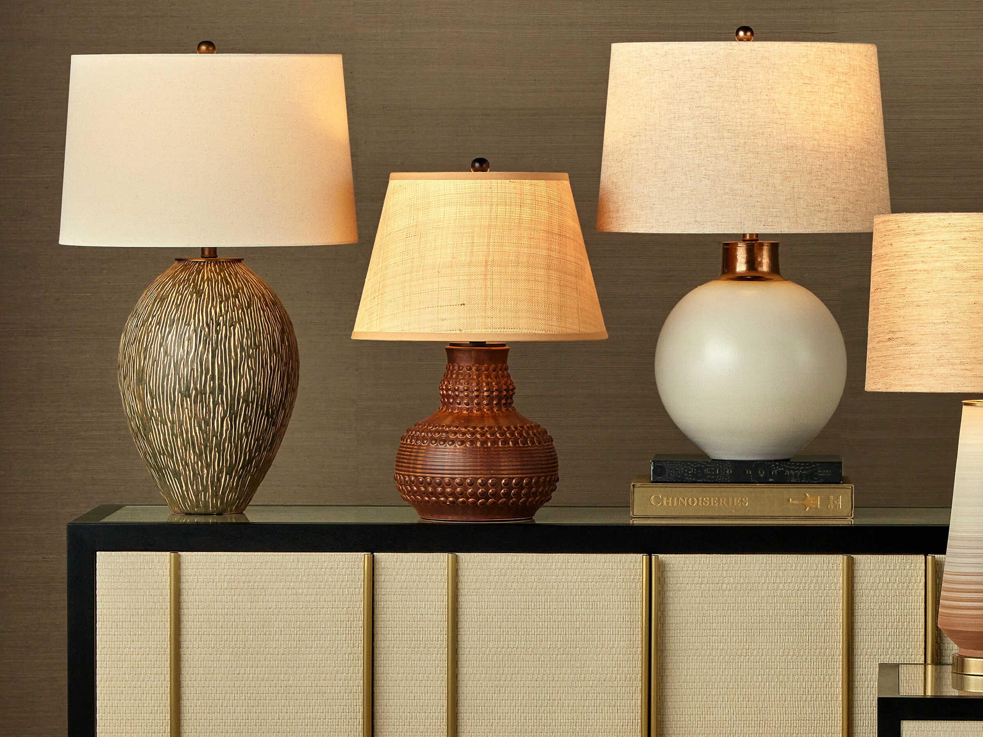 Currey & Company Atamo Dark Brown Rustic Black Natural Raffia Table Lamp