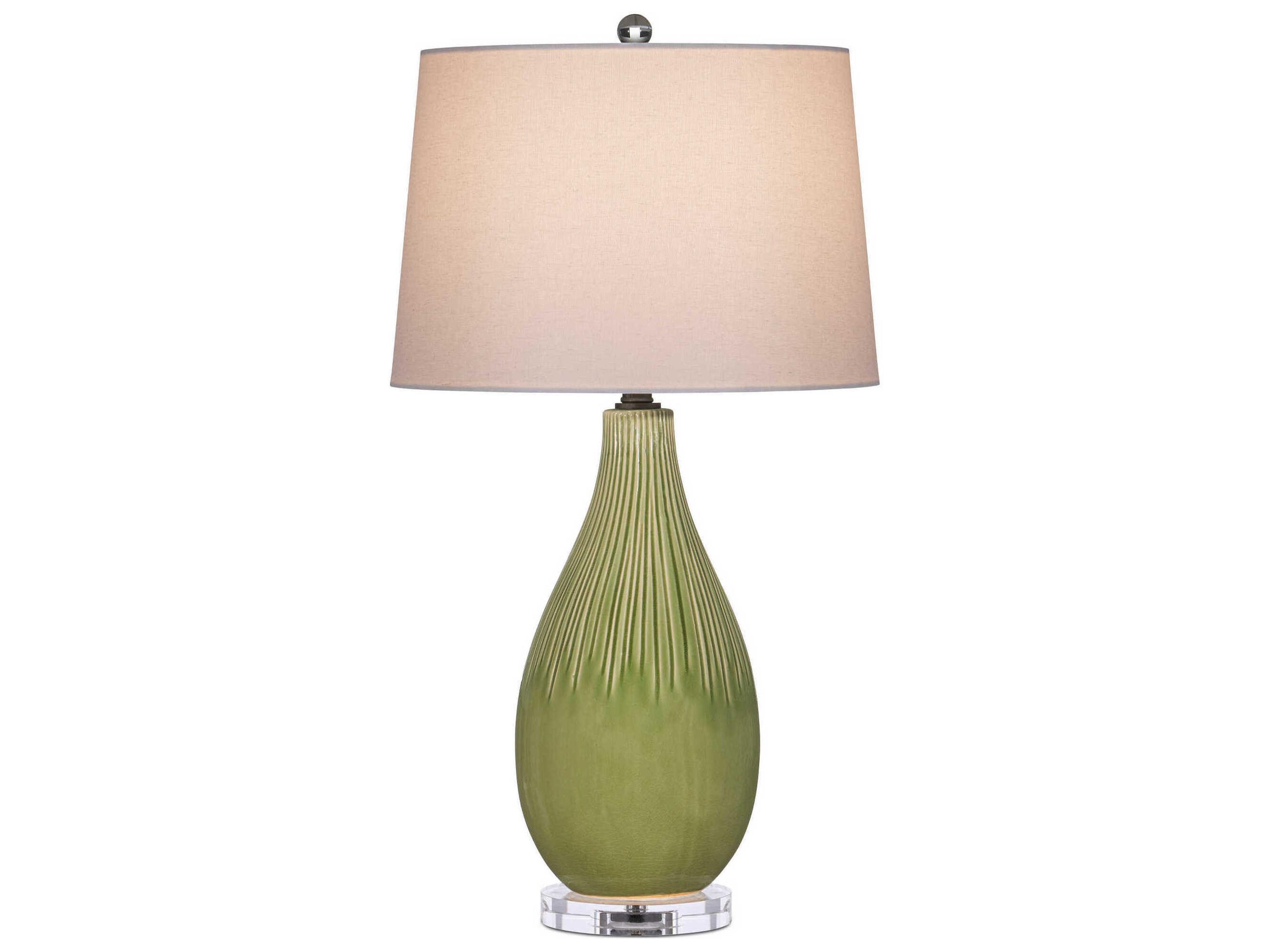 Currey & Company Anjou White Linen Green Buffet Lamp