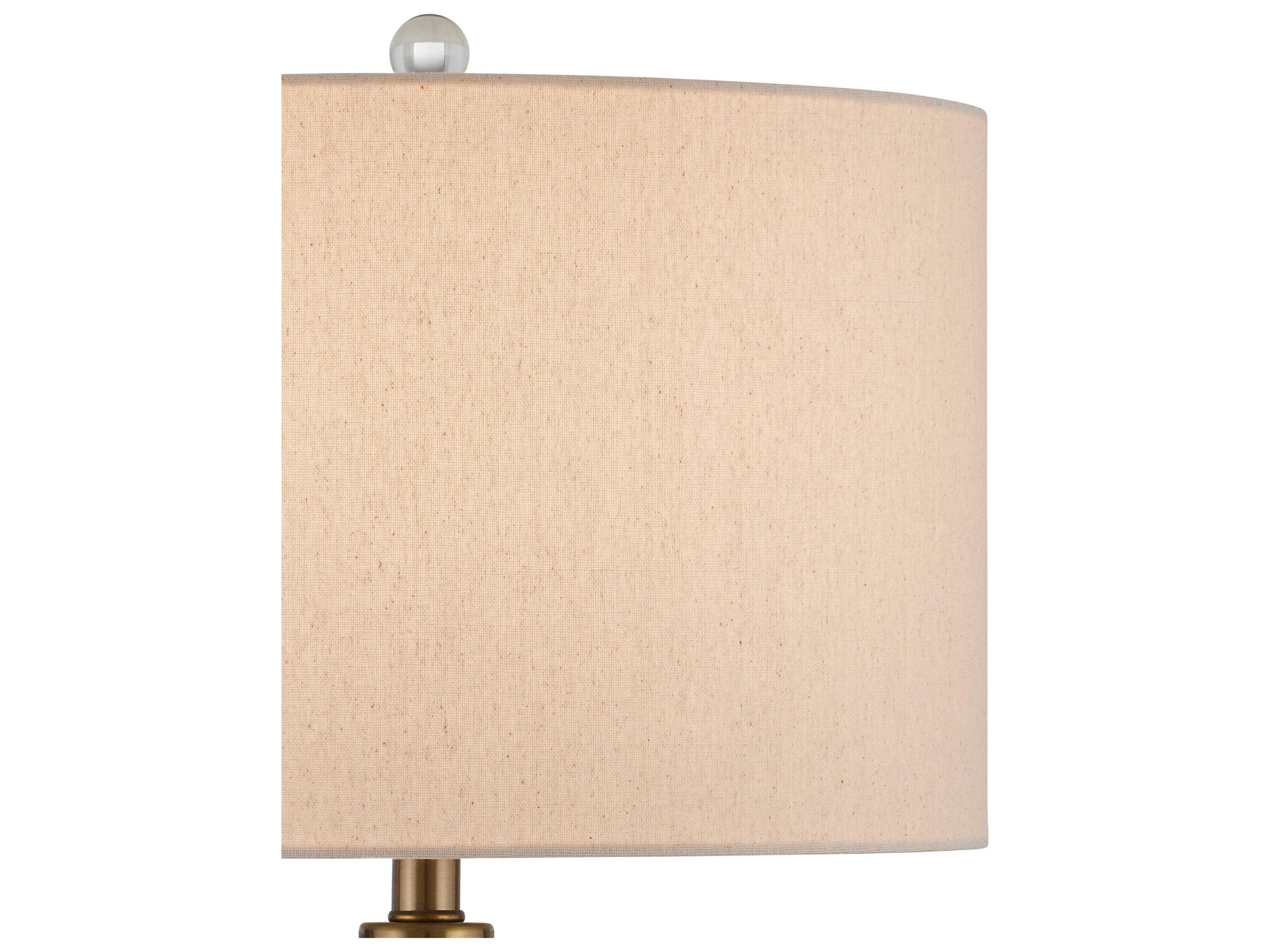 Currey & Company Zebulon Clear Gold Antique Brass Beige Linen Buffet Lamp