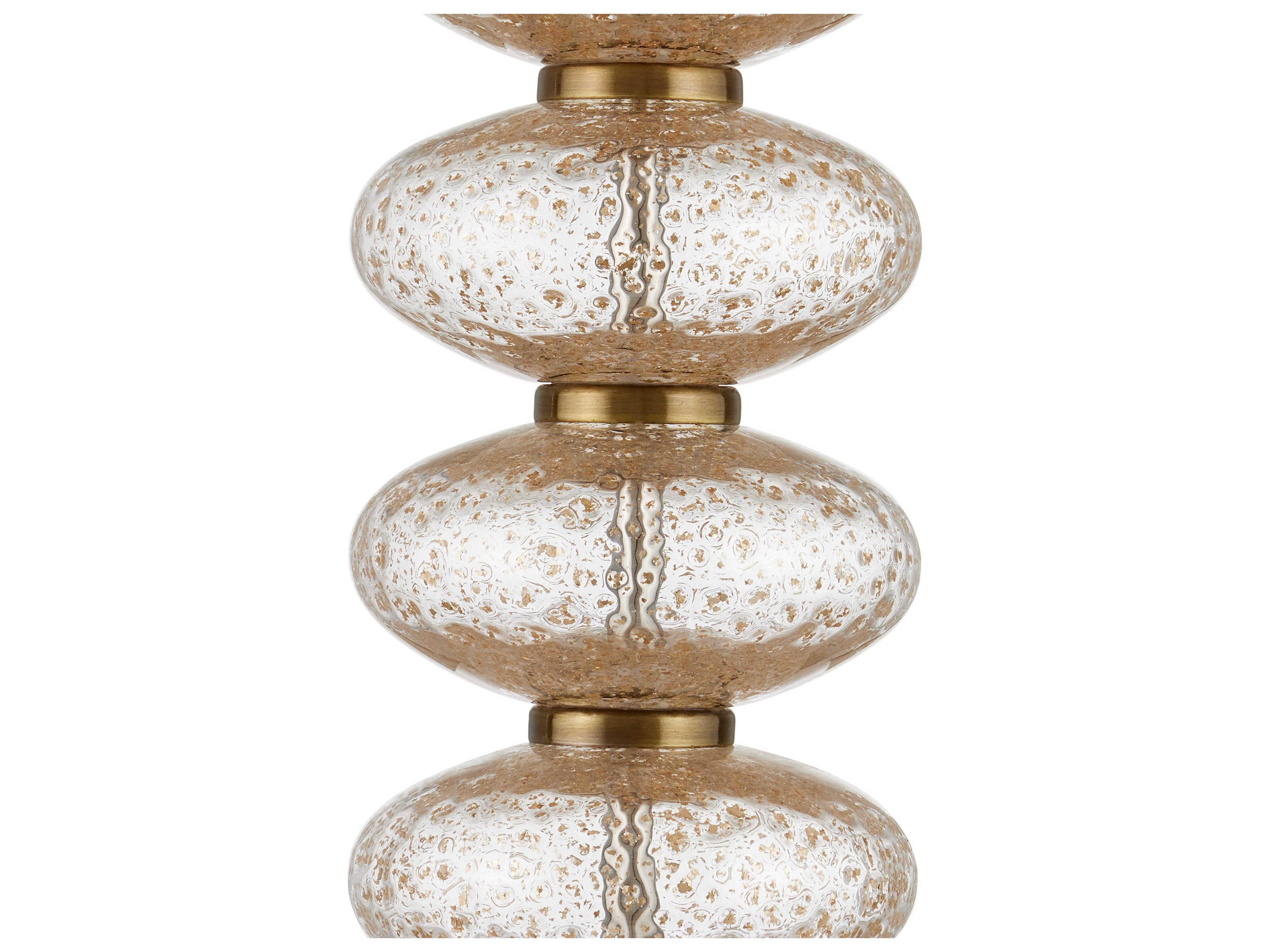 Currey & Company Zebulon Clear Gold Antique Brass Beige Linen Buffet Lamp