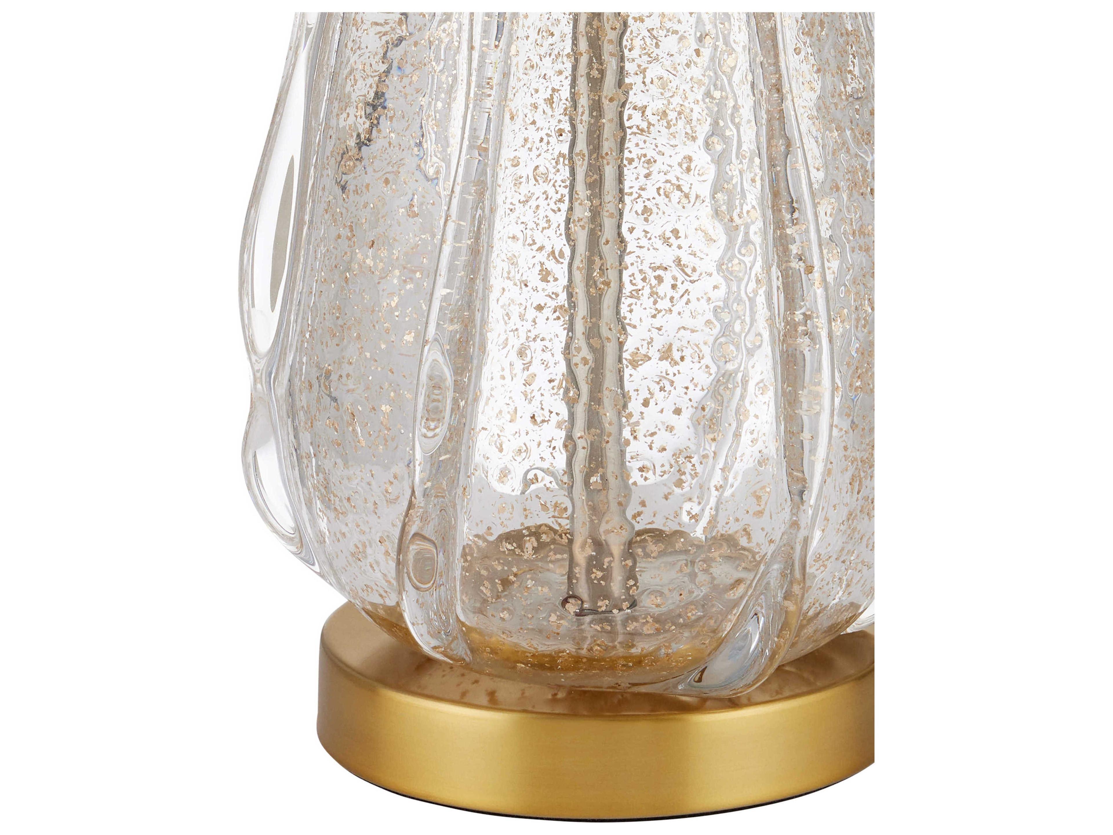 Currey & Company Zyphyrine Clear Gold Antique Brass Beige Linen Buffet Lamp
