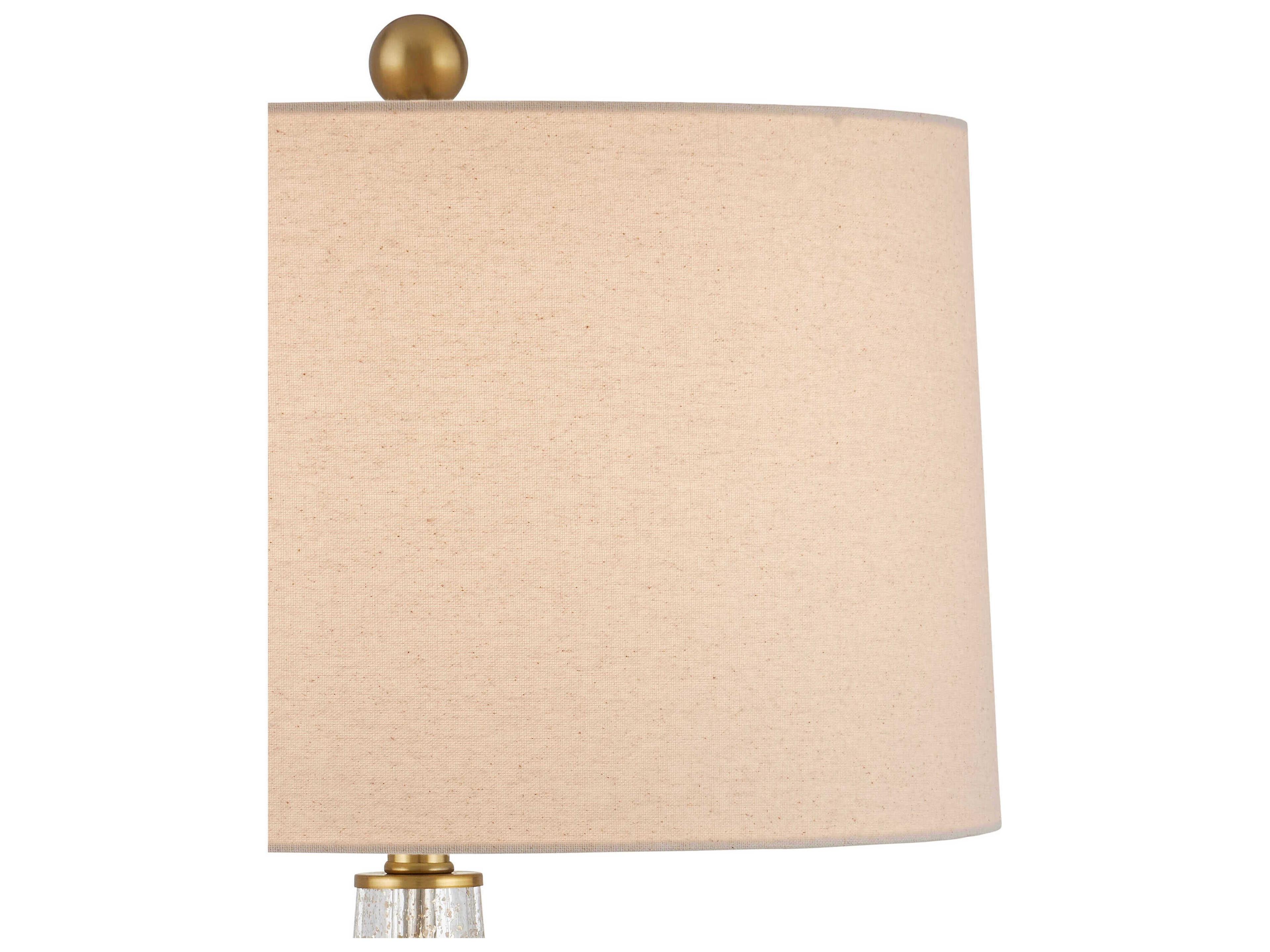 Currey & Company Zyphyrine Clear Gold Antique Brass Beige Linen Buffet Lamp
