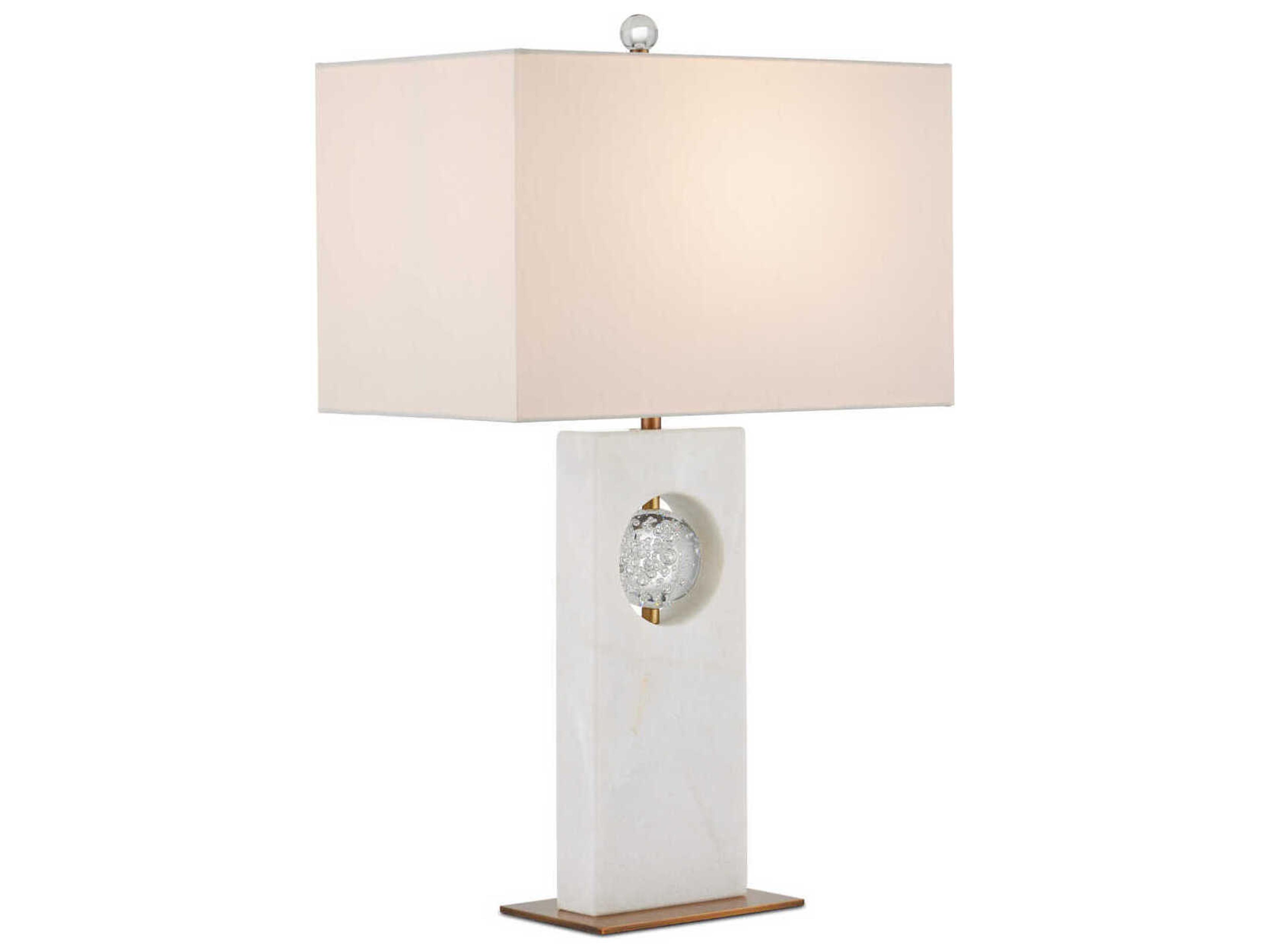 Currey & Company Radiant White Antique Brass Natural Linen Buffet Lamp