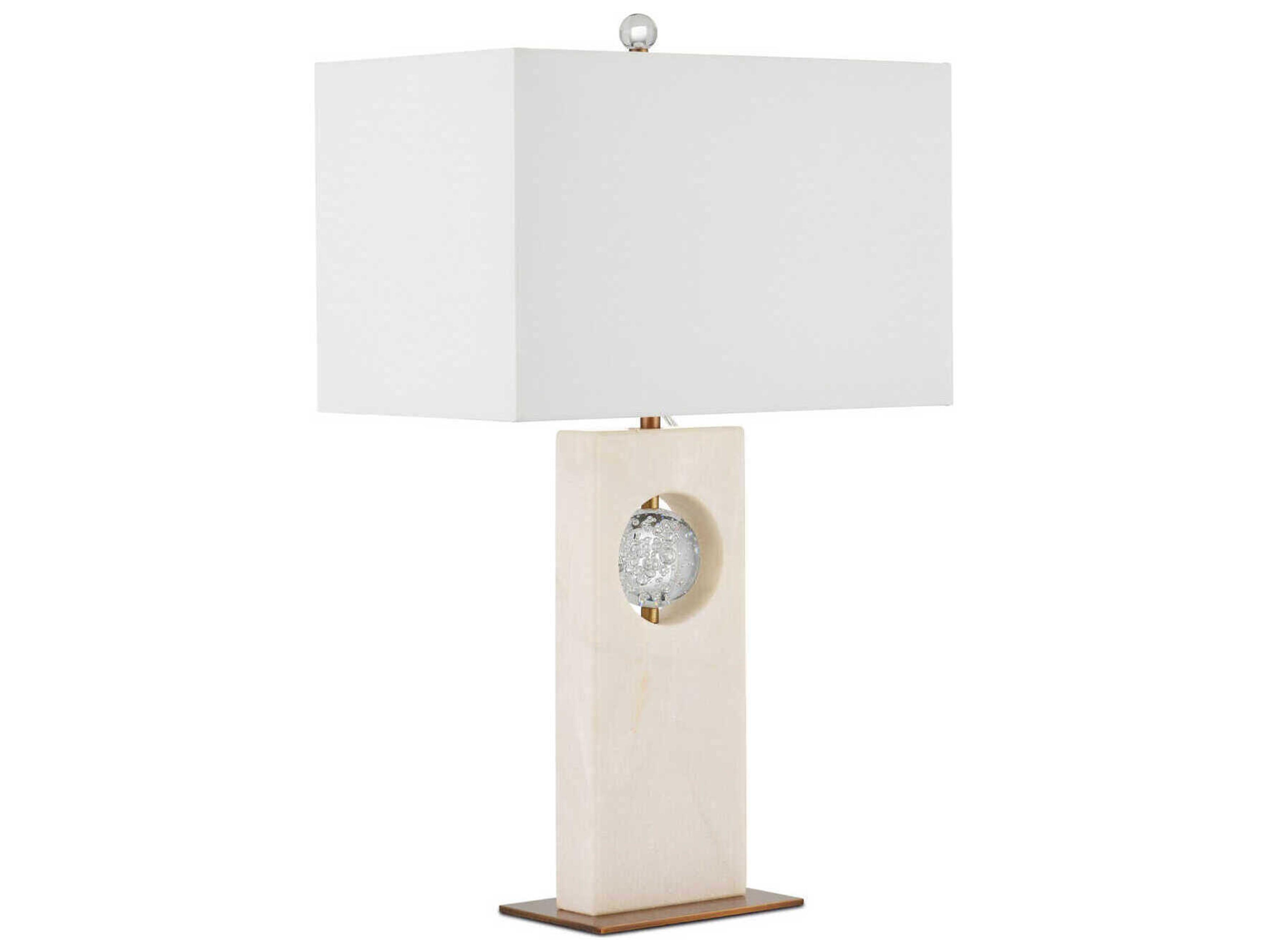 Currey & Company Radiant White Antique Brass Natural Linen Buffet Lamp