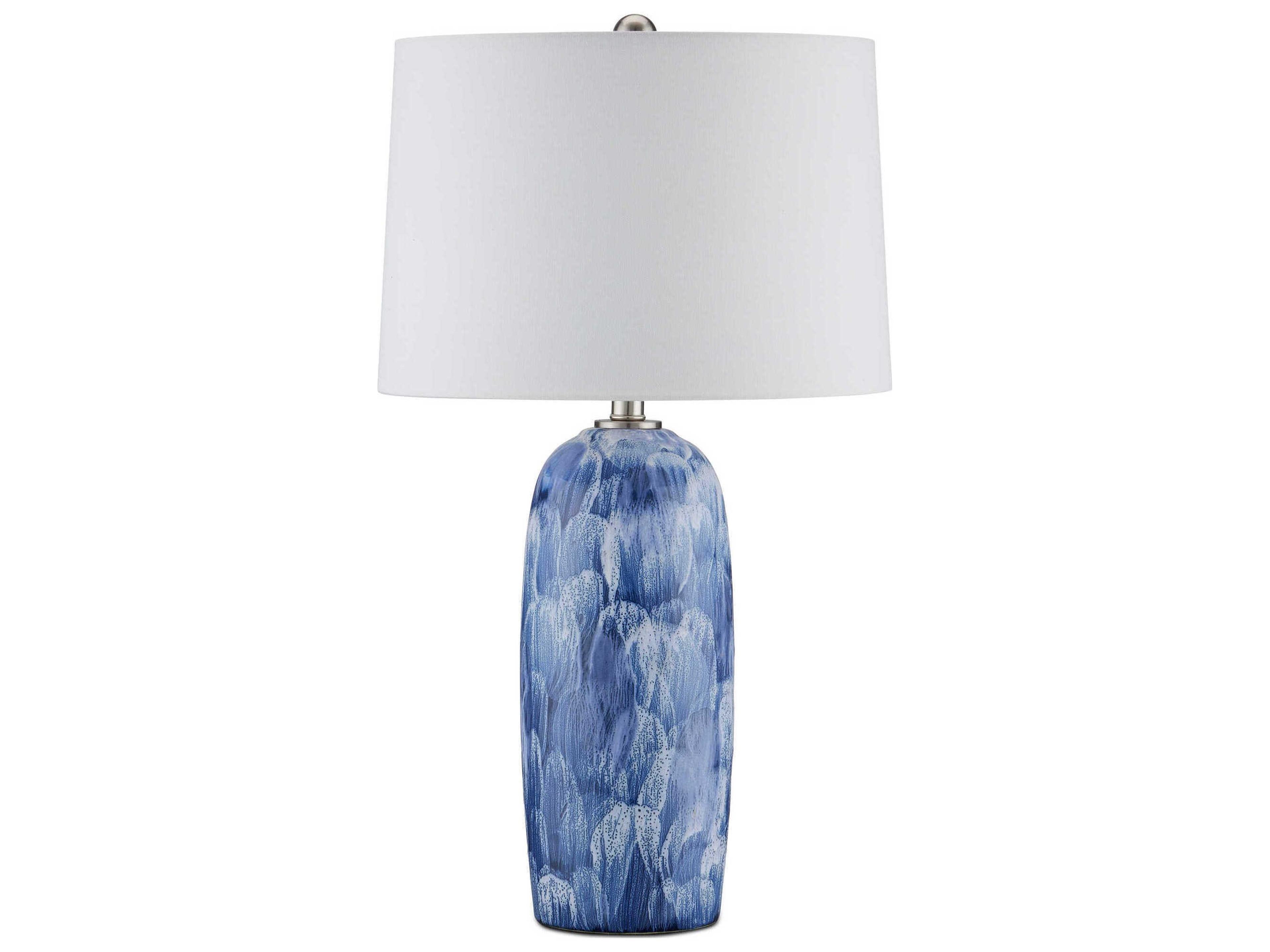 Currey & Company Pallas Blue White Brushed Nickel Buffet Lamp