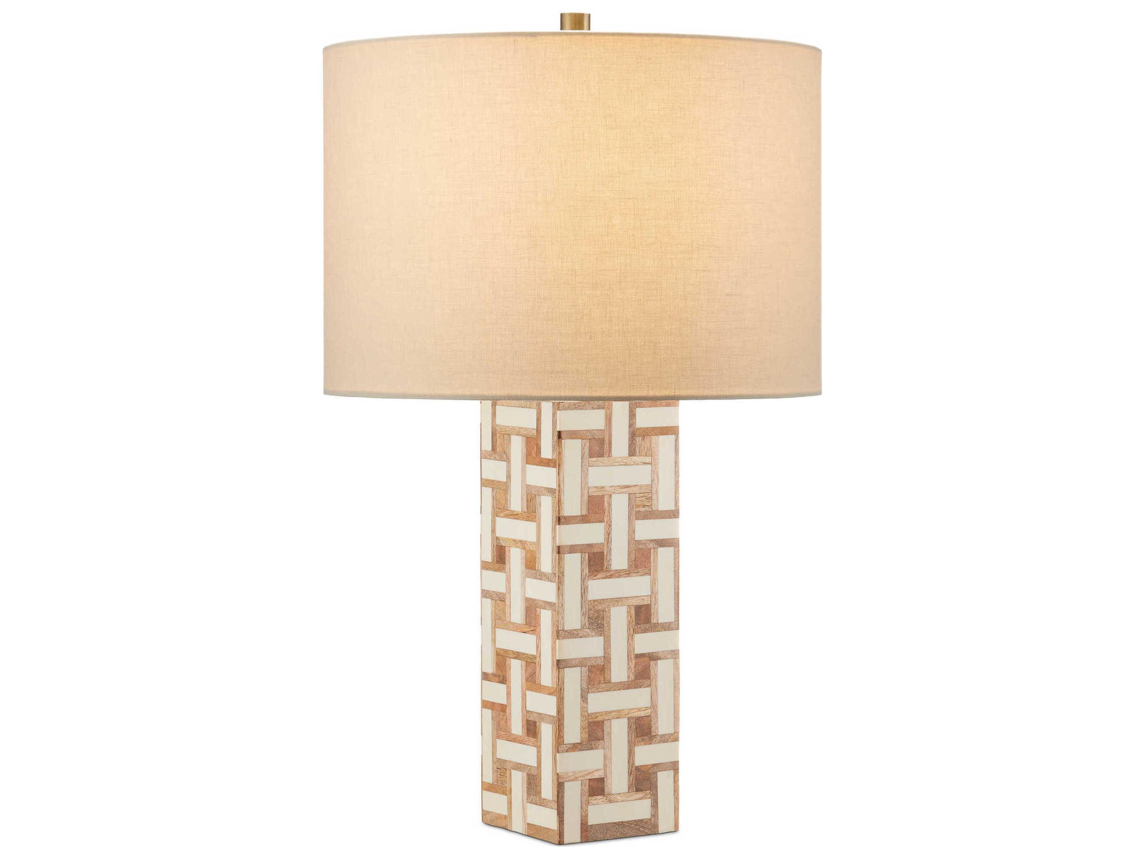 Currey & Company Aarna Natural Ivory Light Beige Linen Off White Buffet Lamp