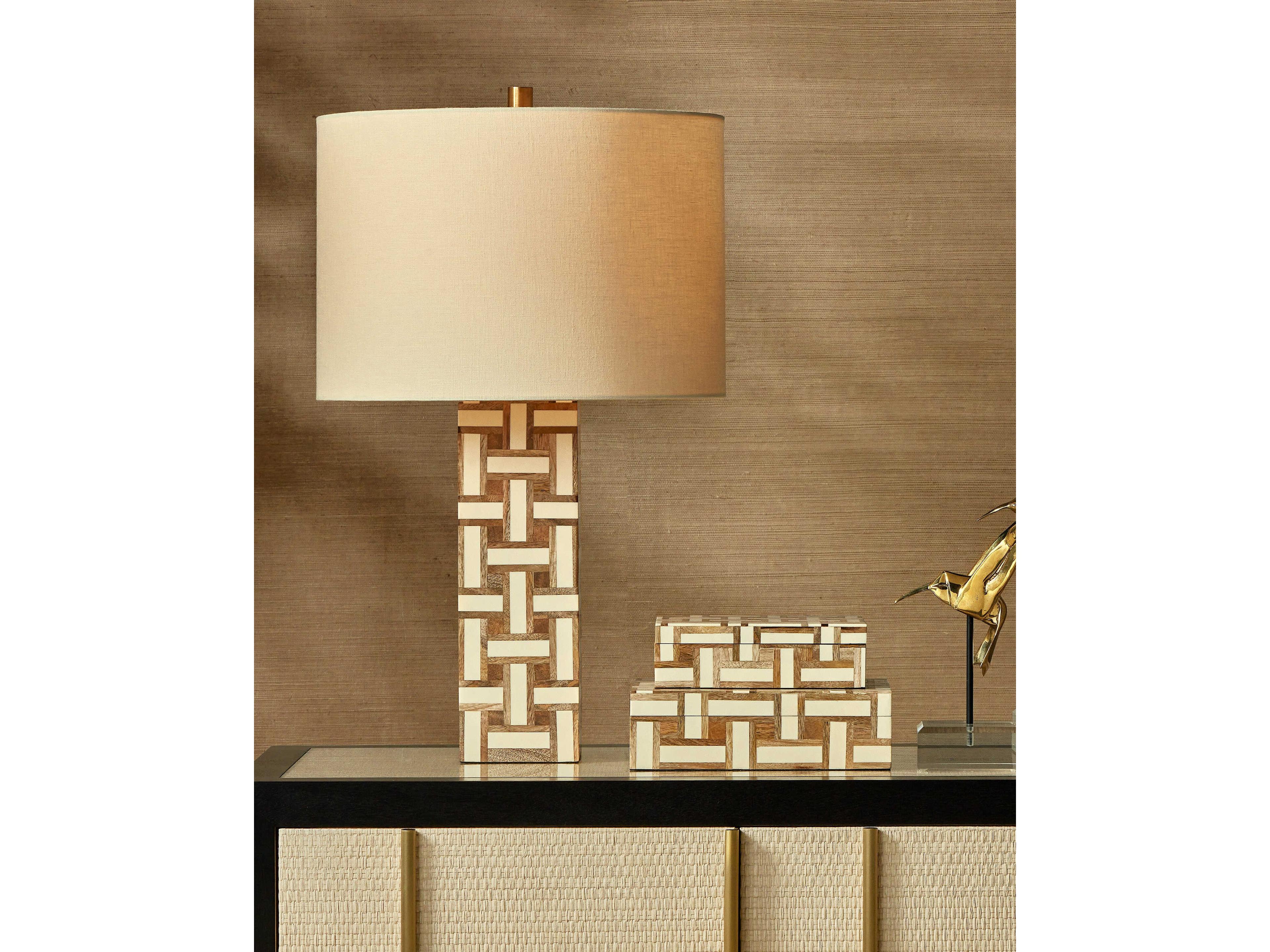 Currey & Company Aarna Natural Ivory Light Beige Linen Off White Buffet Lamp