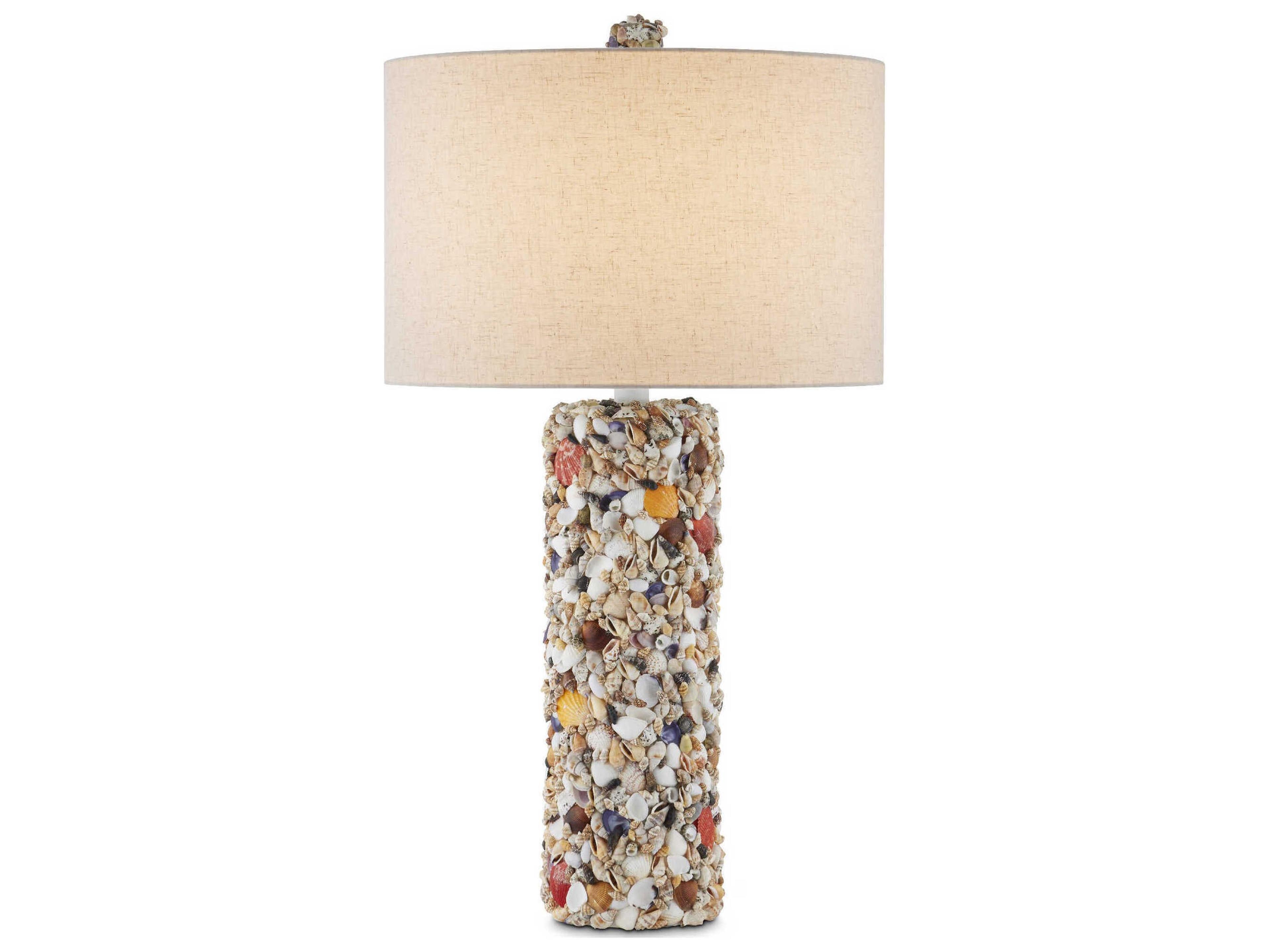 Currey & Company Festoon Natural Sugar White Light Linen Off Buffet Lamp