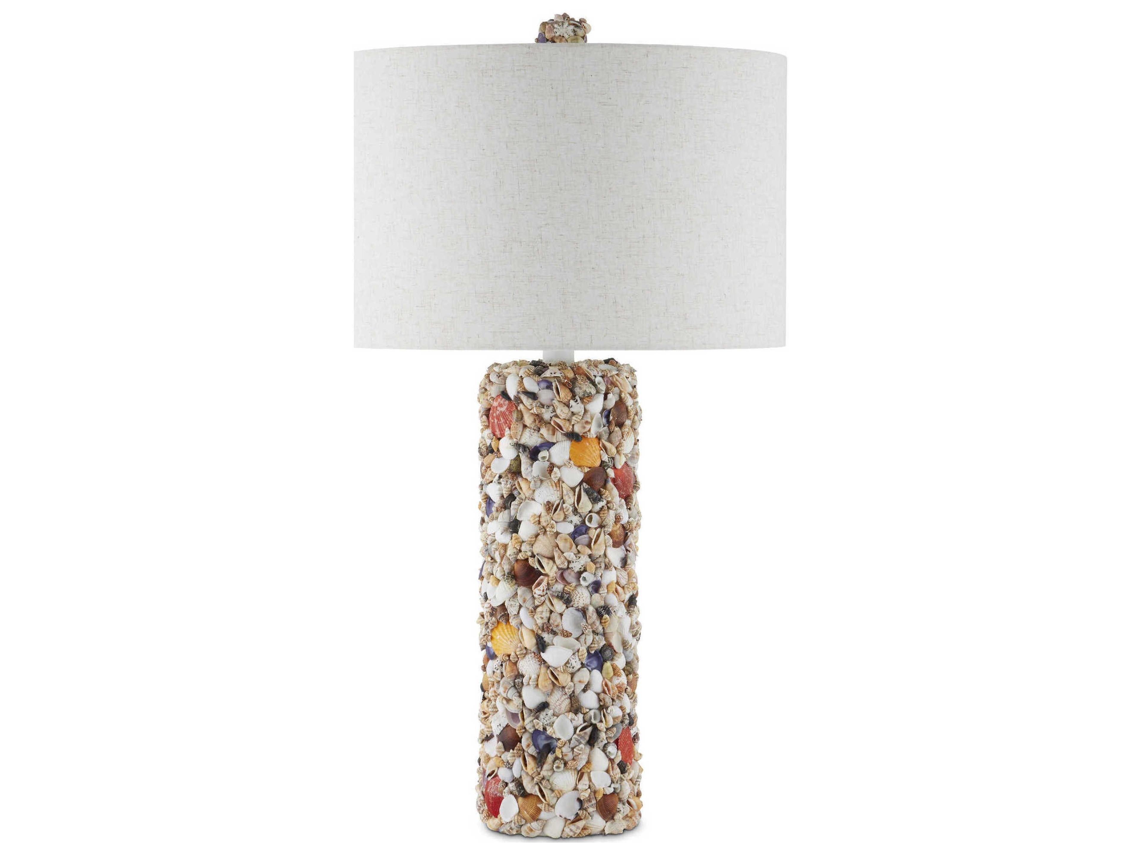 Currey & Company Festoon Natural Sugar White Light Linen Off Buffet Lamp