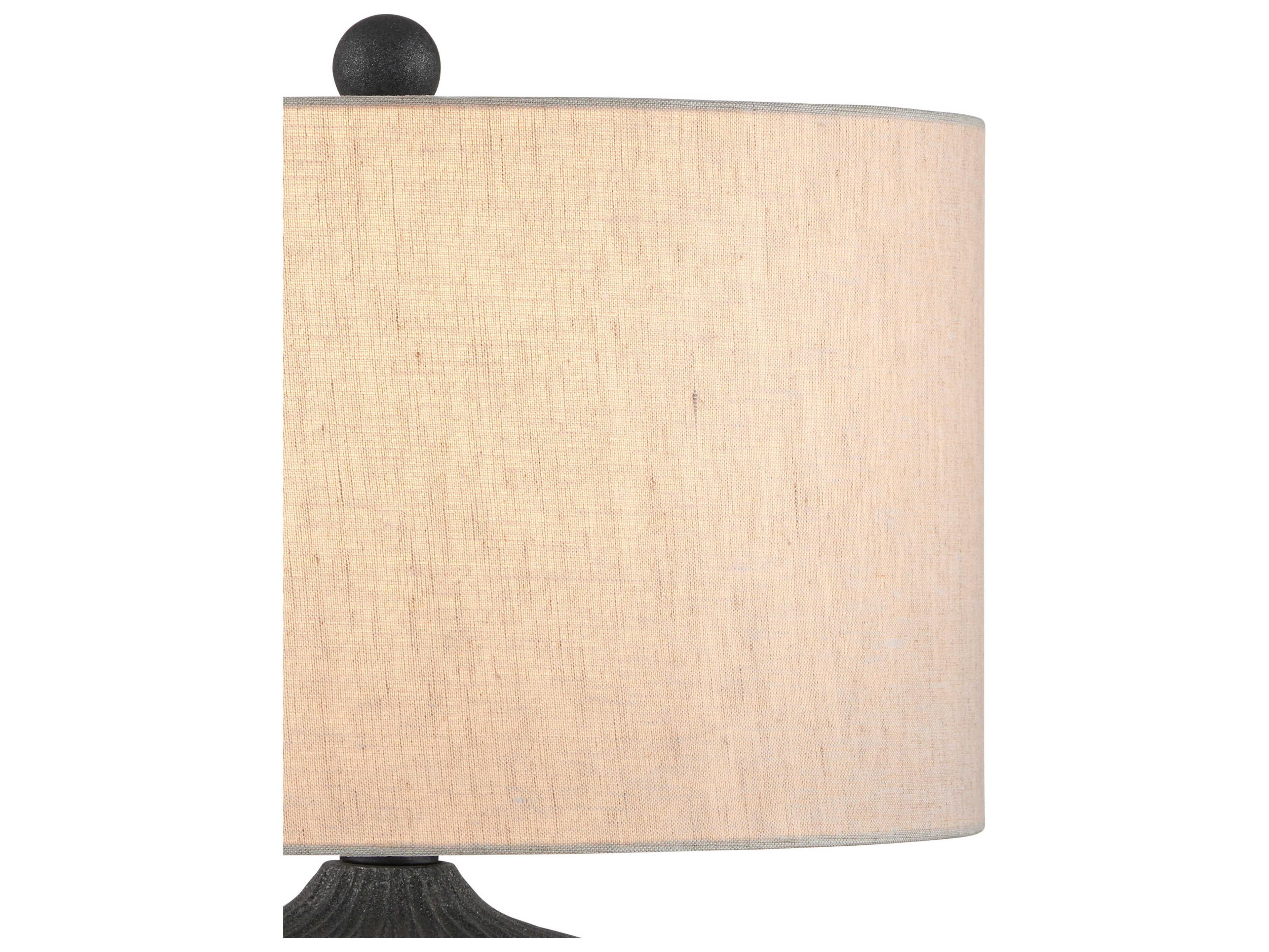 Currey & Company Mythmaker Black Granite Satin Light Natural Linen Table Lamp