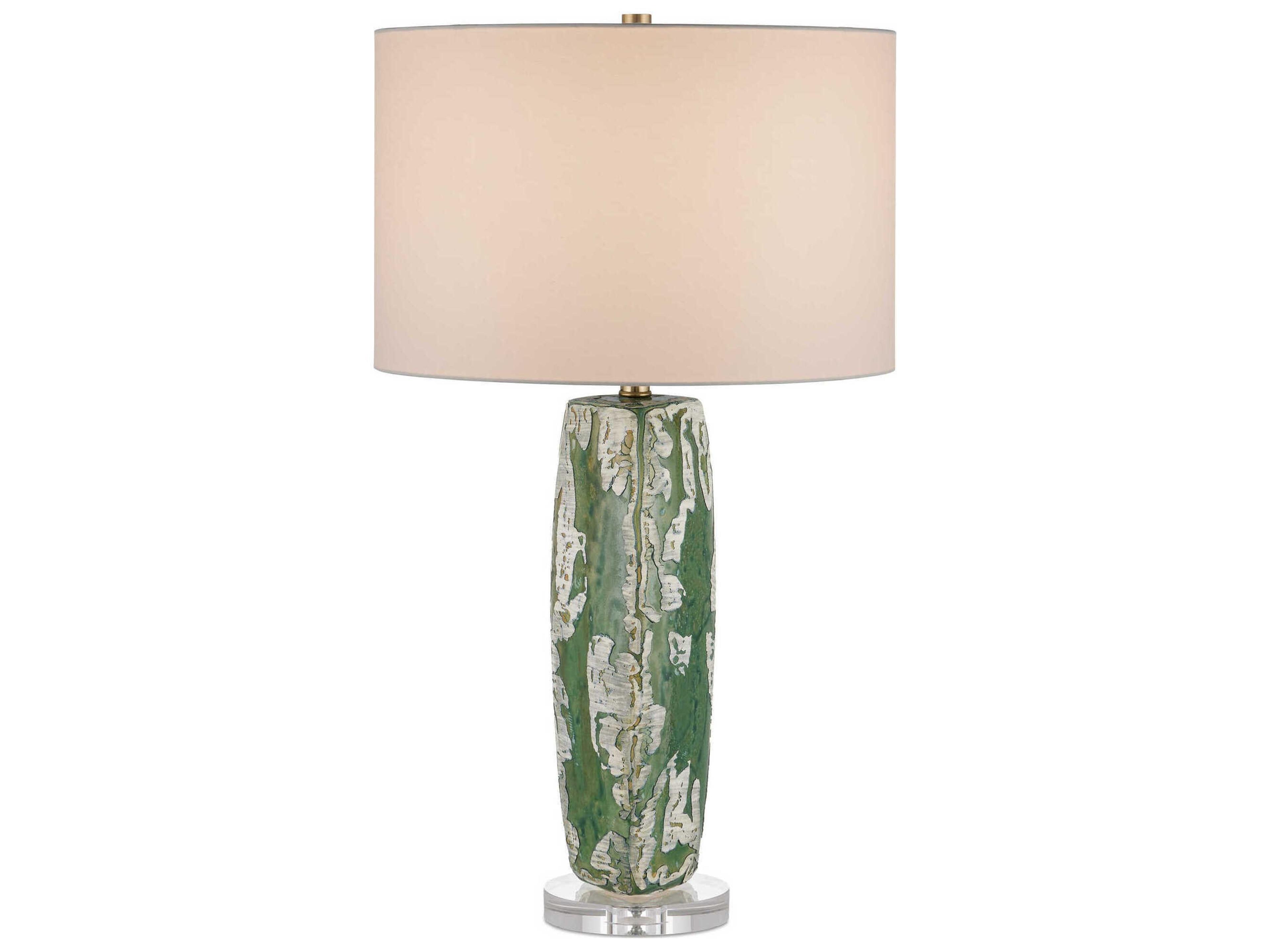 Zowan Matte Green Smoke Egg Shell Cotton Linen Buffet Lamp