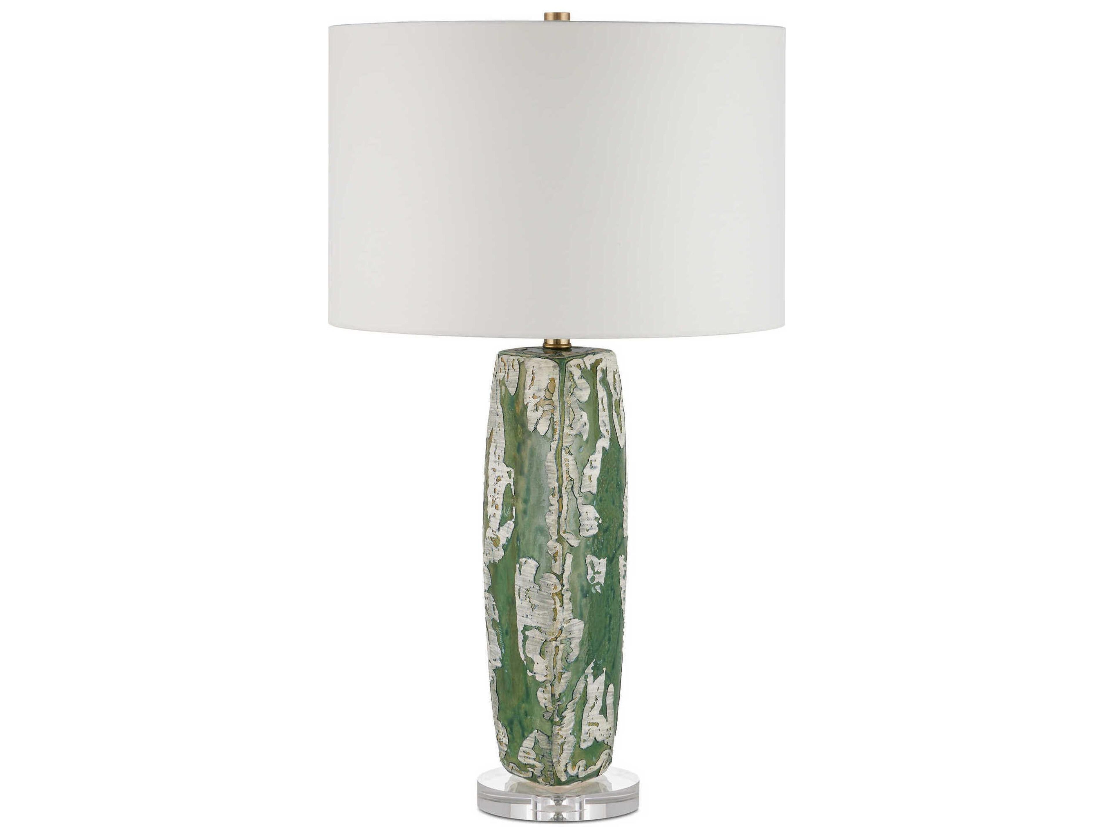 Currey & Company Zowan Matte Green Smoke Egg Shell Cotton Linen Buffet Lamp