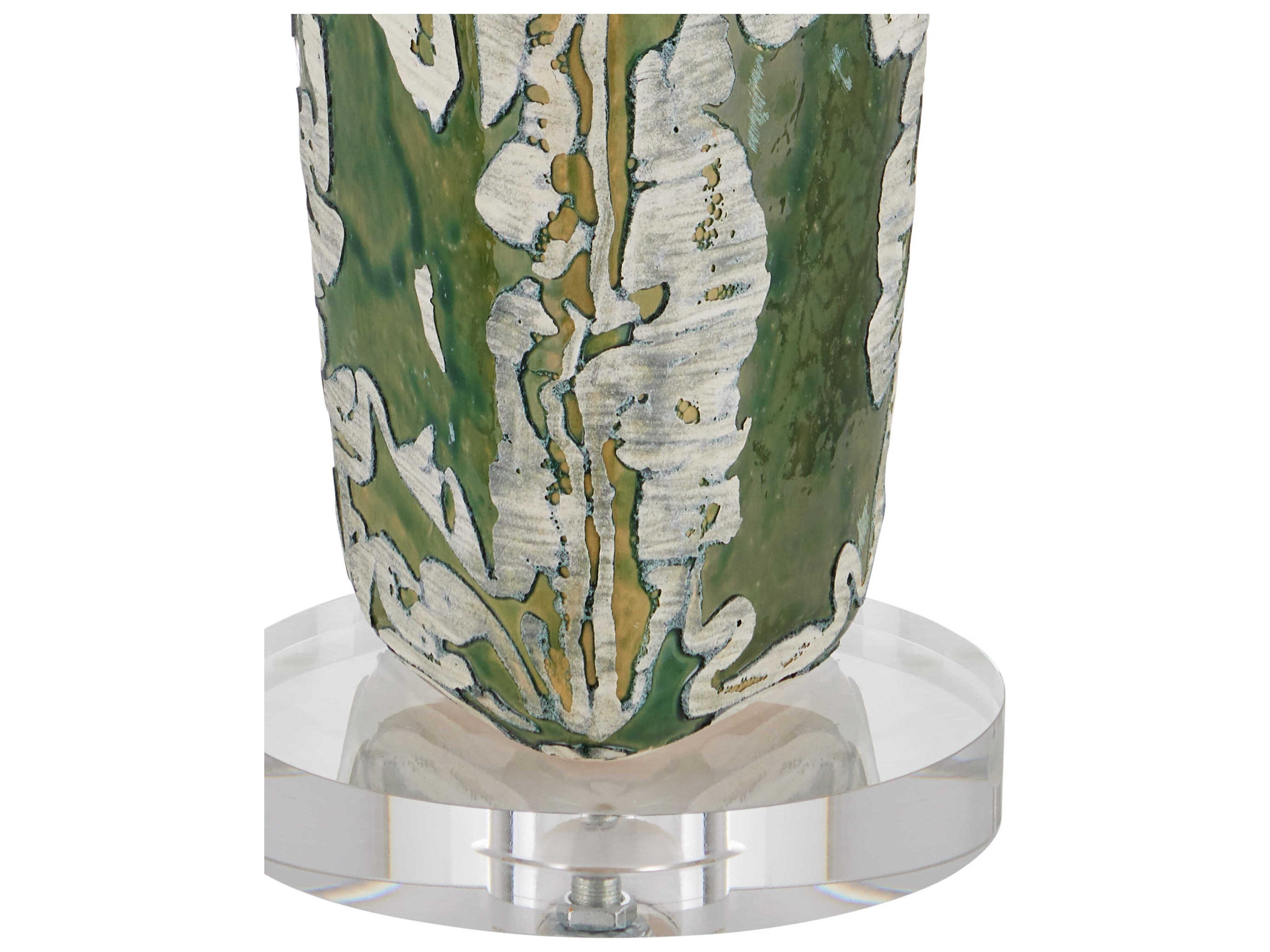 Currey & Company Zowan Matte Green Smoke Egg Shell Cotton Linen Buffet Lamp