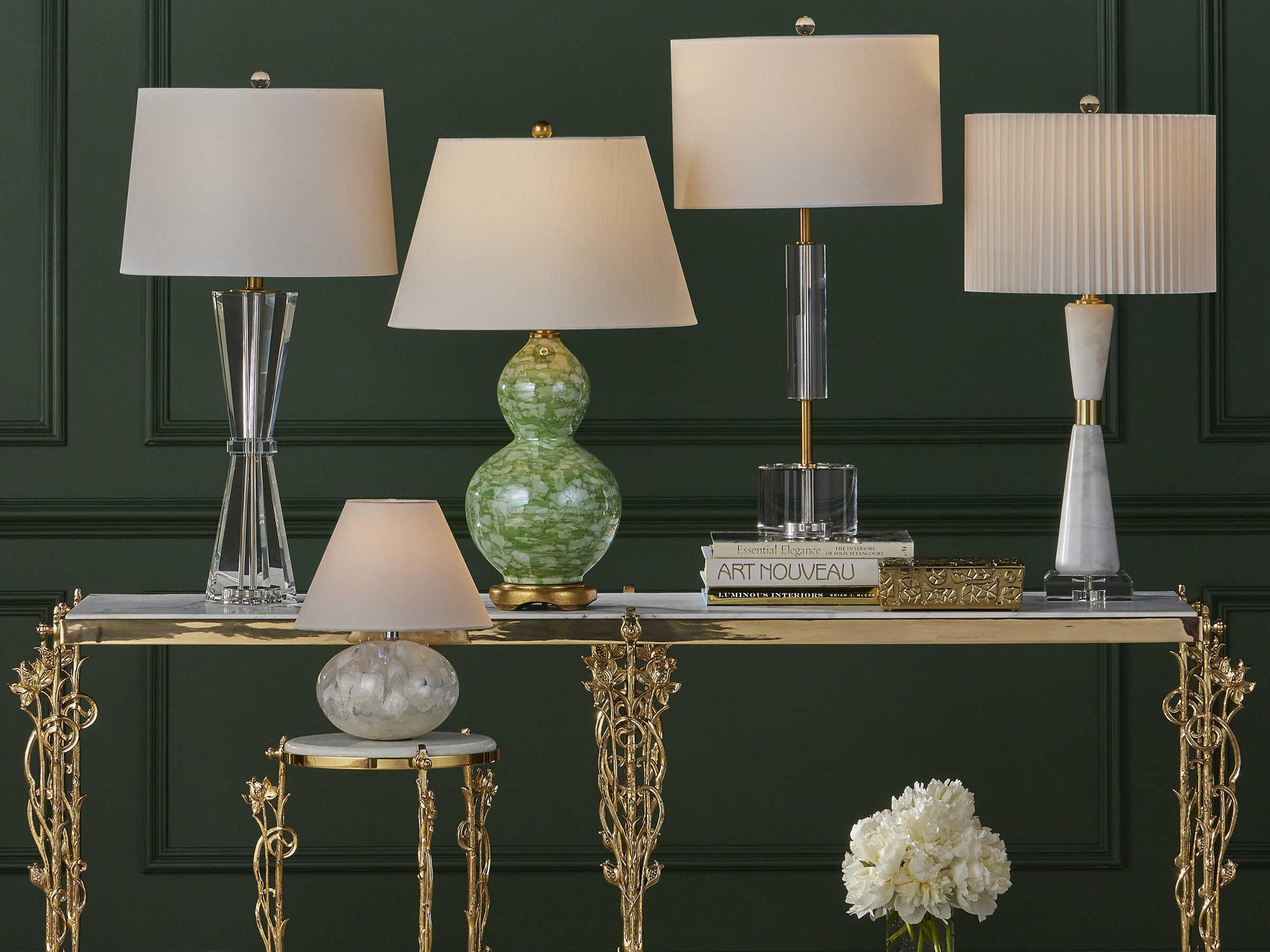 Currey & Company Deville Clear Antique Brass Buffet Lamp