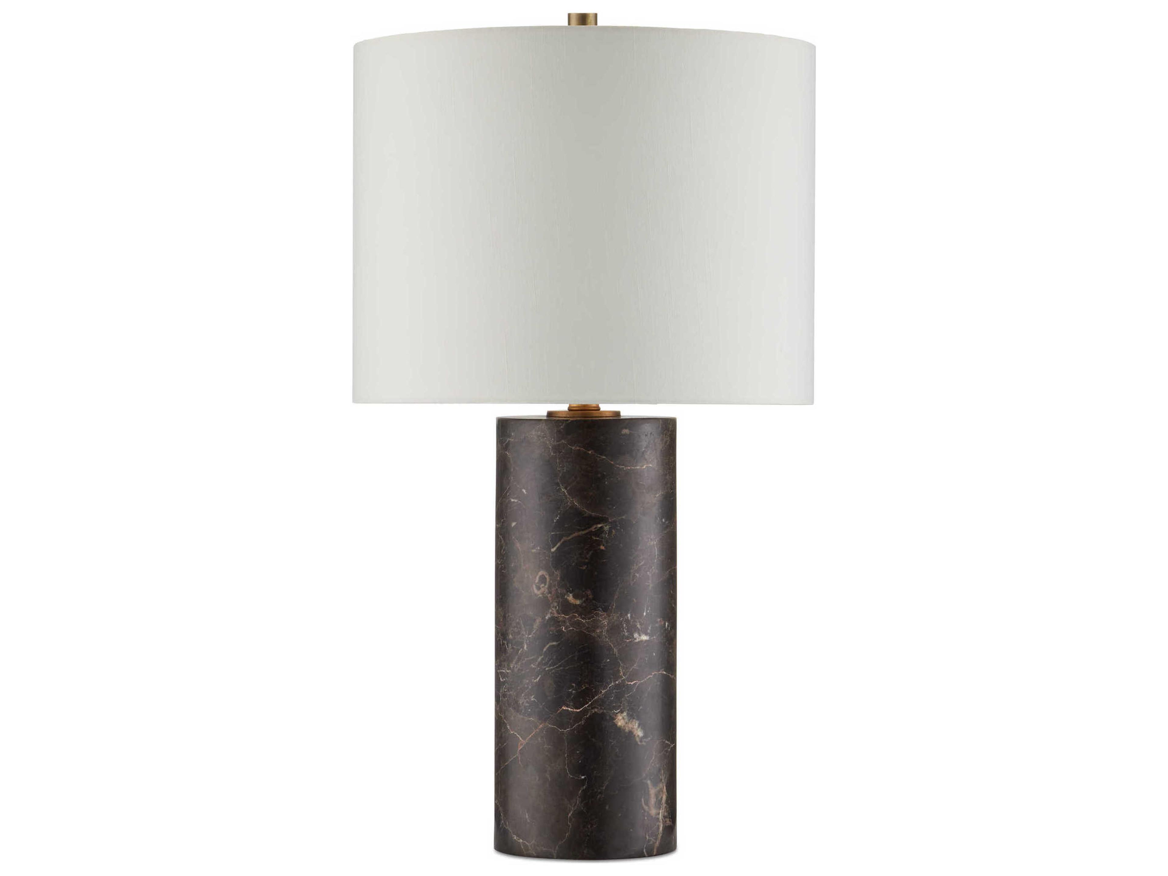 Currey & Company Vespera Coffee Brown Antique Brass Light Eggshell Shantung Buffet Lamp