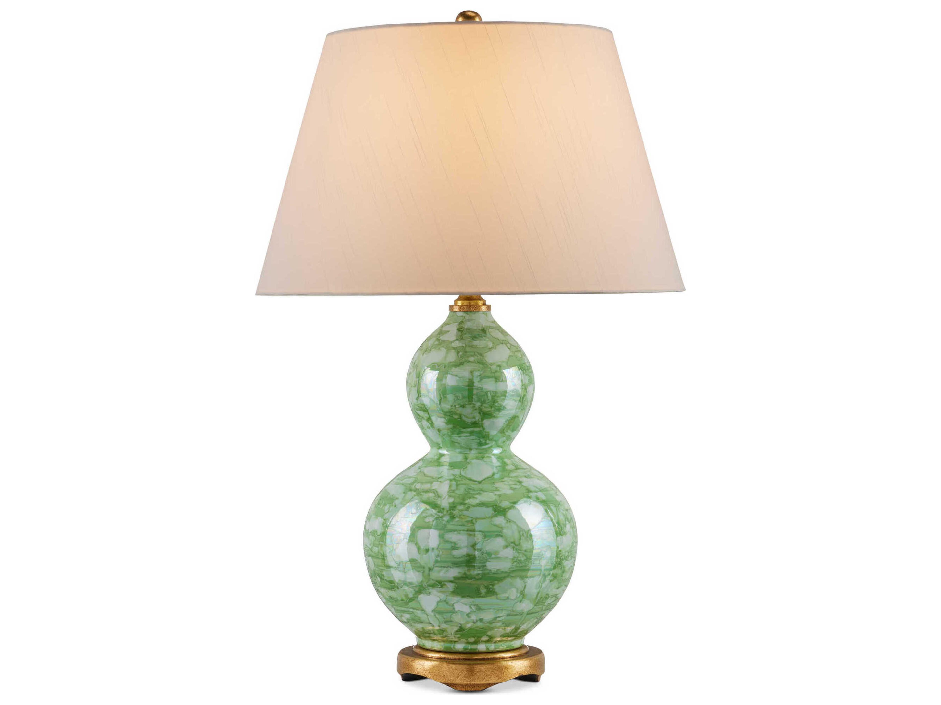 Currey & Company Eau de Nil Green Textured Antique Gold Leaf Buffet Lamp