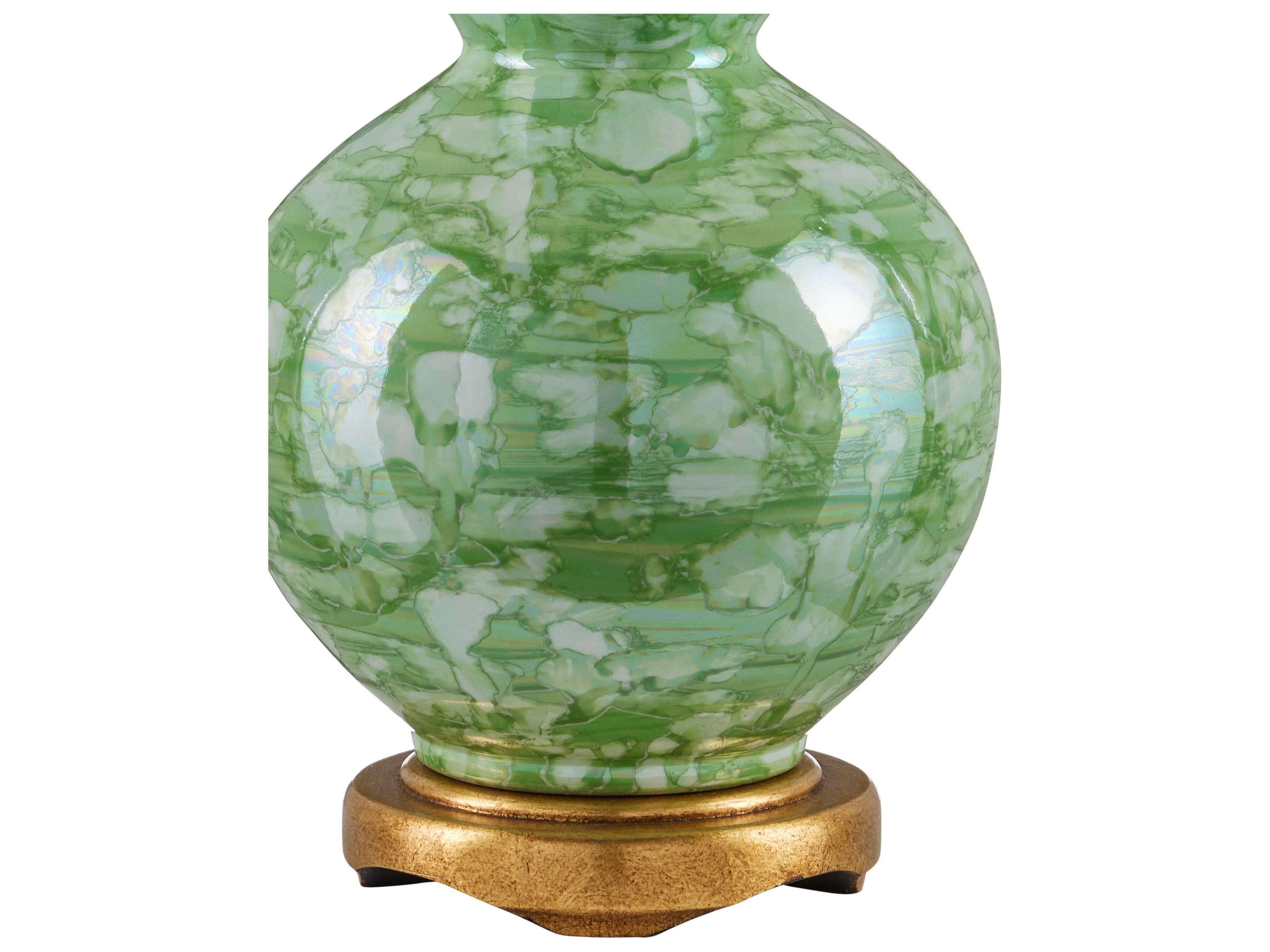 Currey & Company Eau de Nil Green Textured Antique Gold Leaf Buffet Lamp