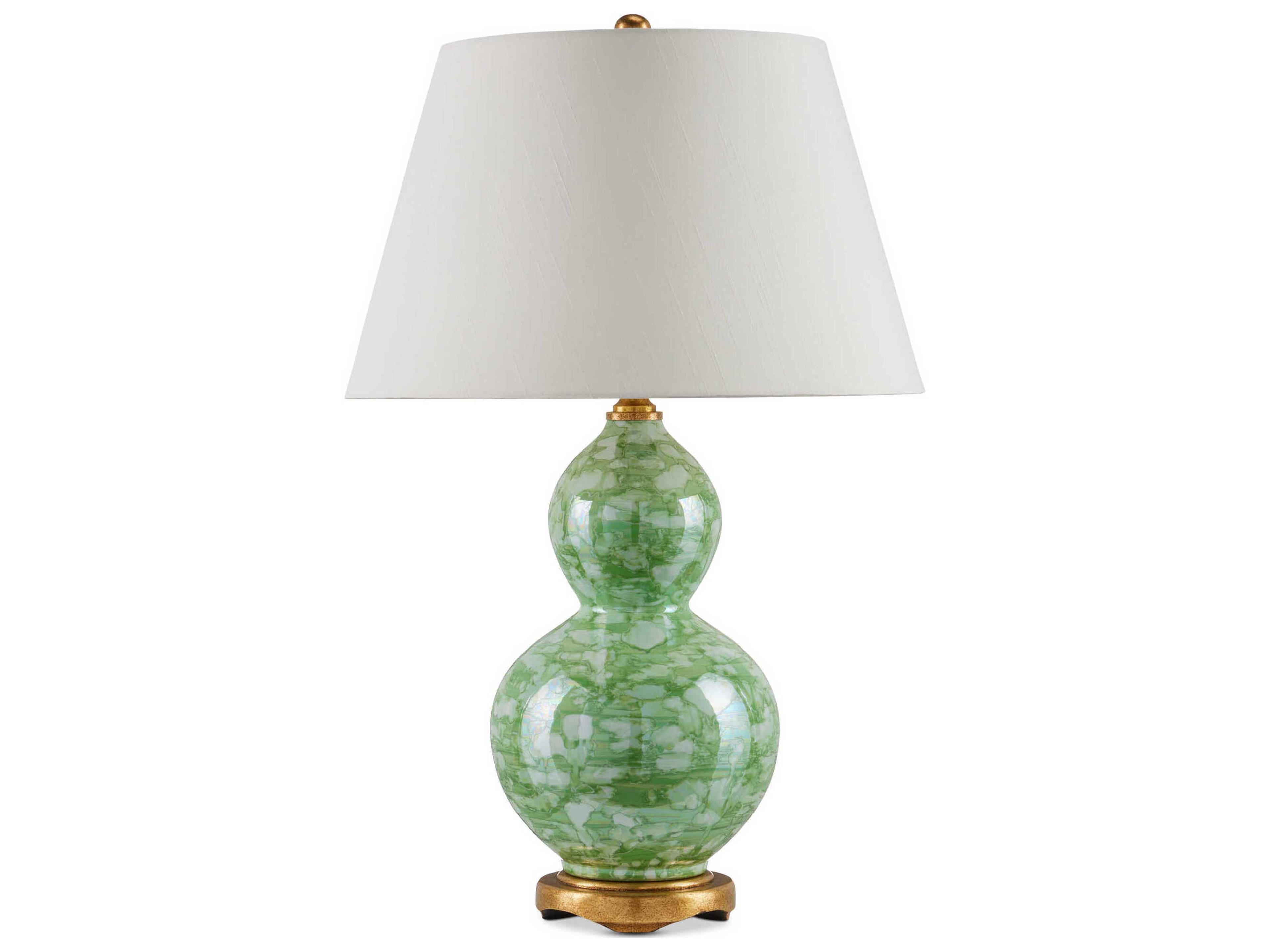 Currey & Company Eau de Nil Green Textured Antique Gold Leaf Buffet Lamp