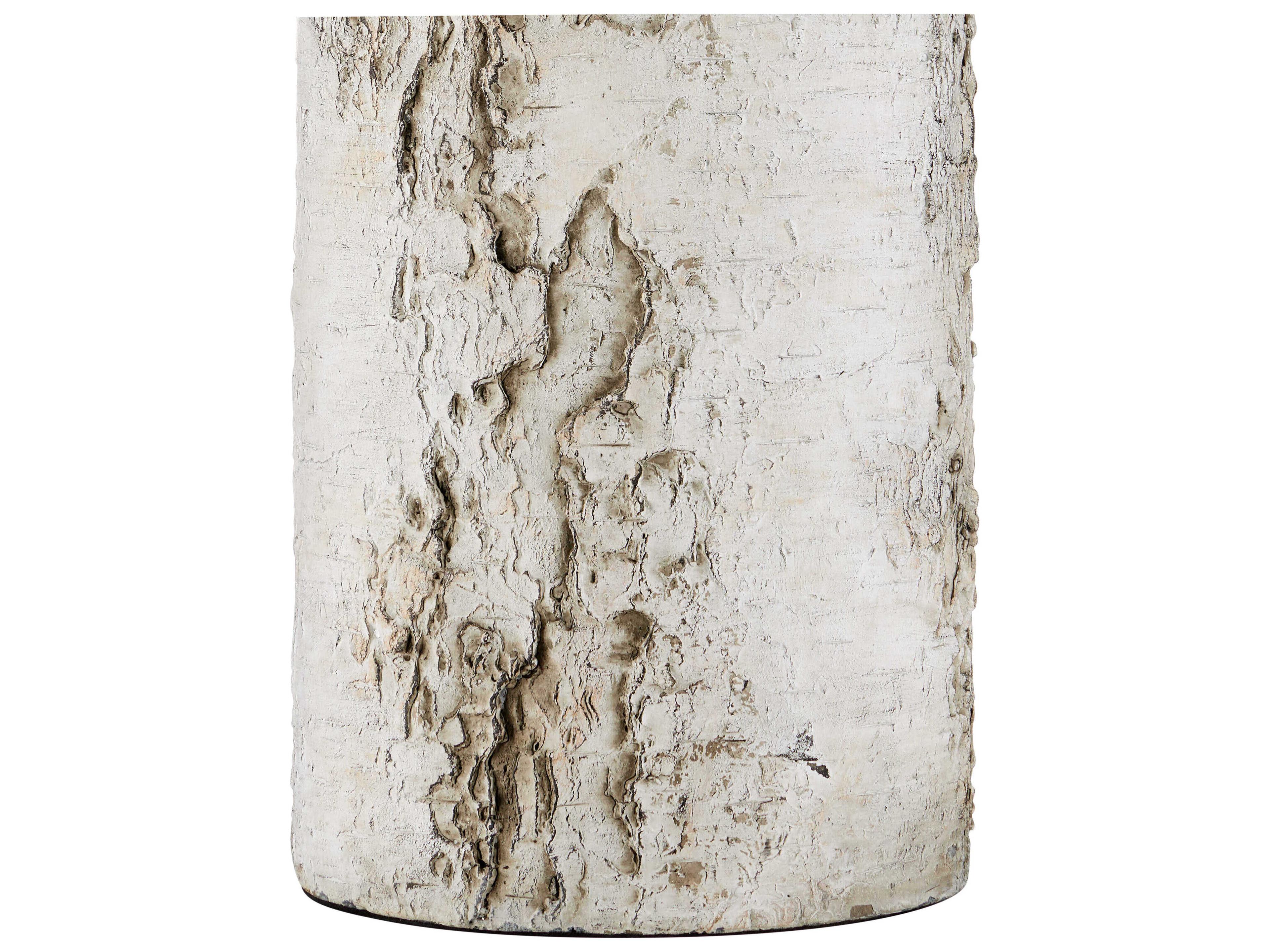 Currey & Company Faux Birch White Gray Beige Natural Linen Buffet Lamp