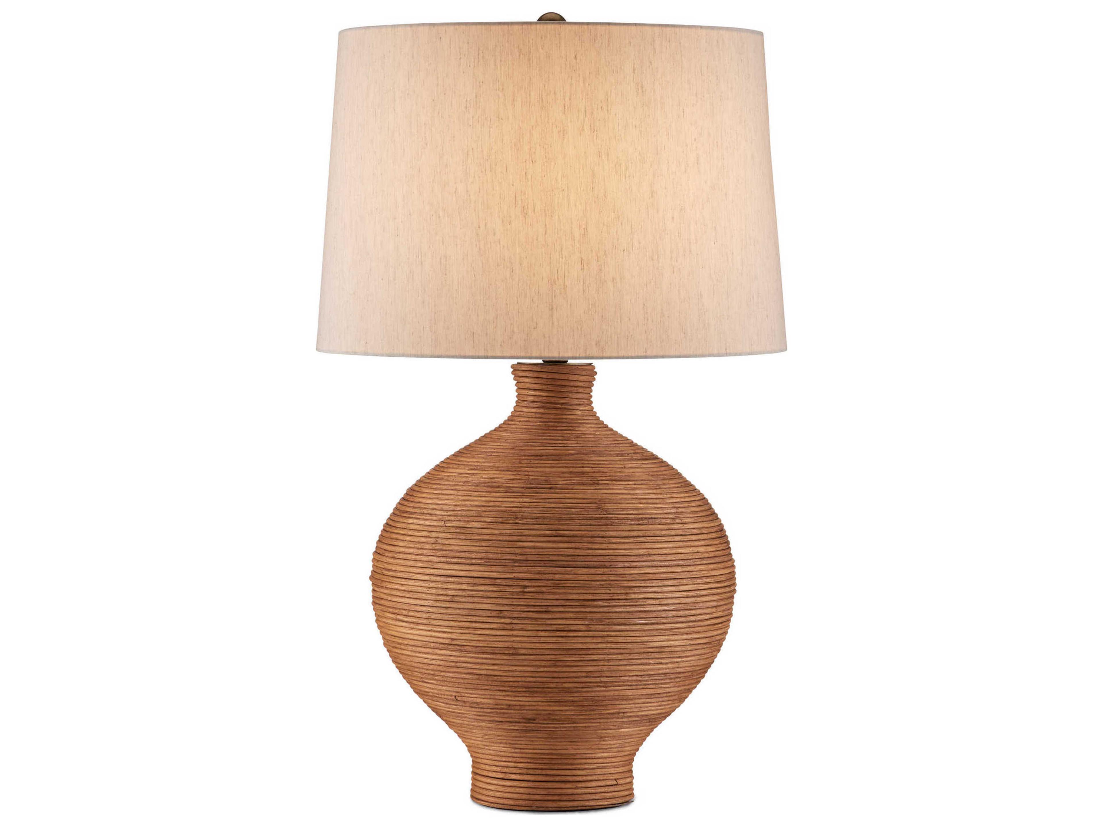 Susel Natural Antique Brass Linen Brown Buffet Lamp