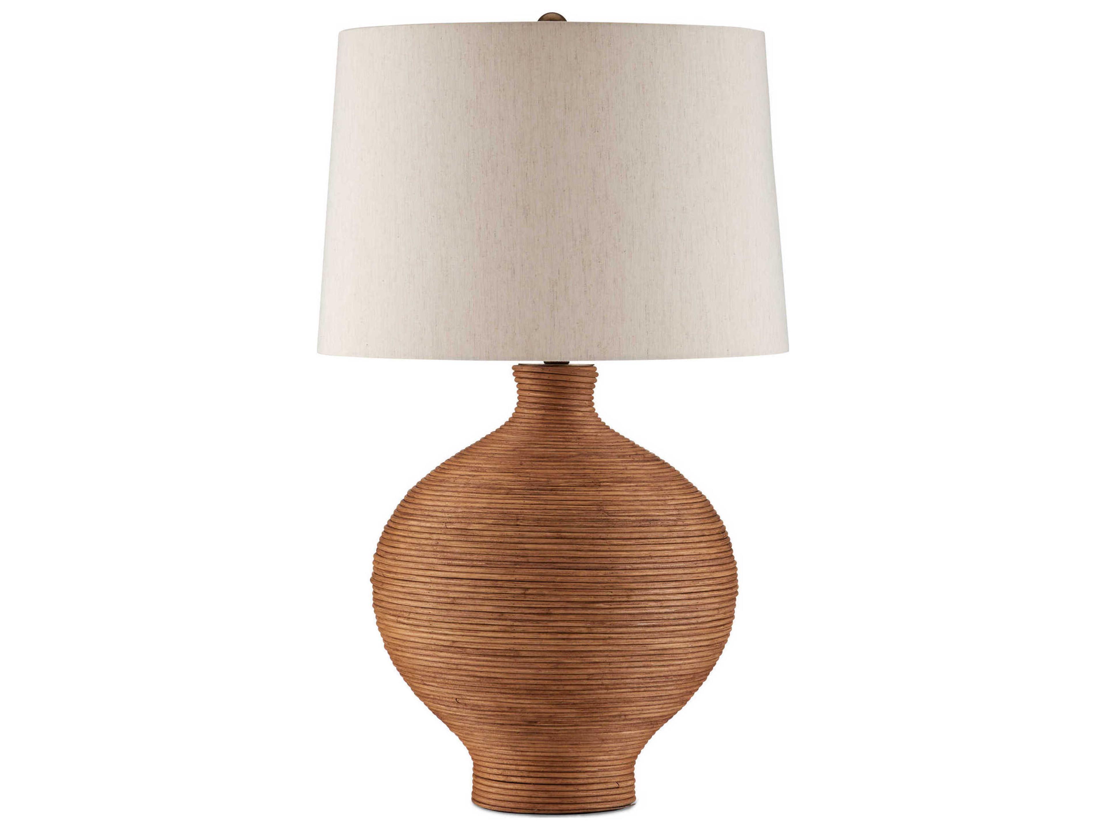 Currey & Company Susel Natural Antique Brass Linen Brown Buffet Lamp
