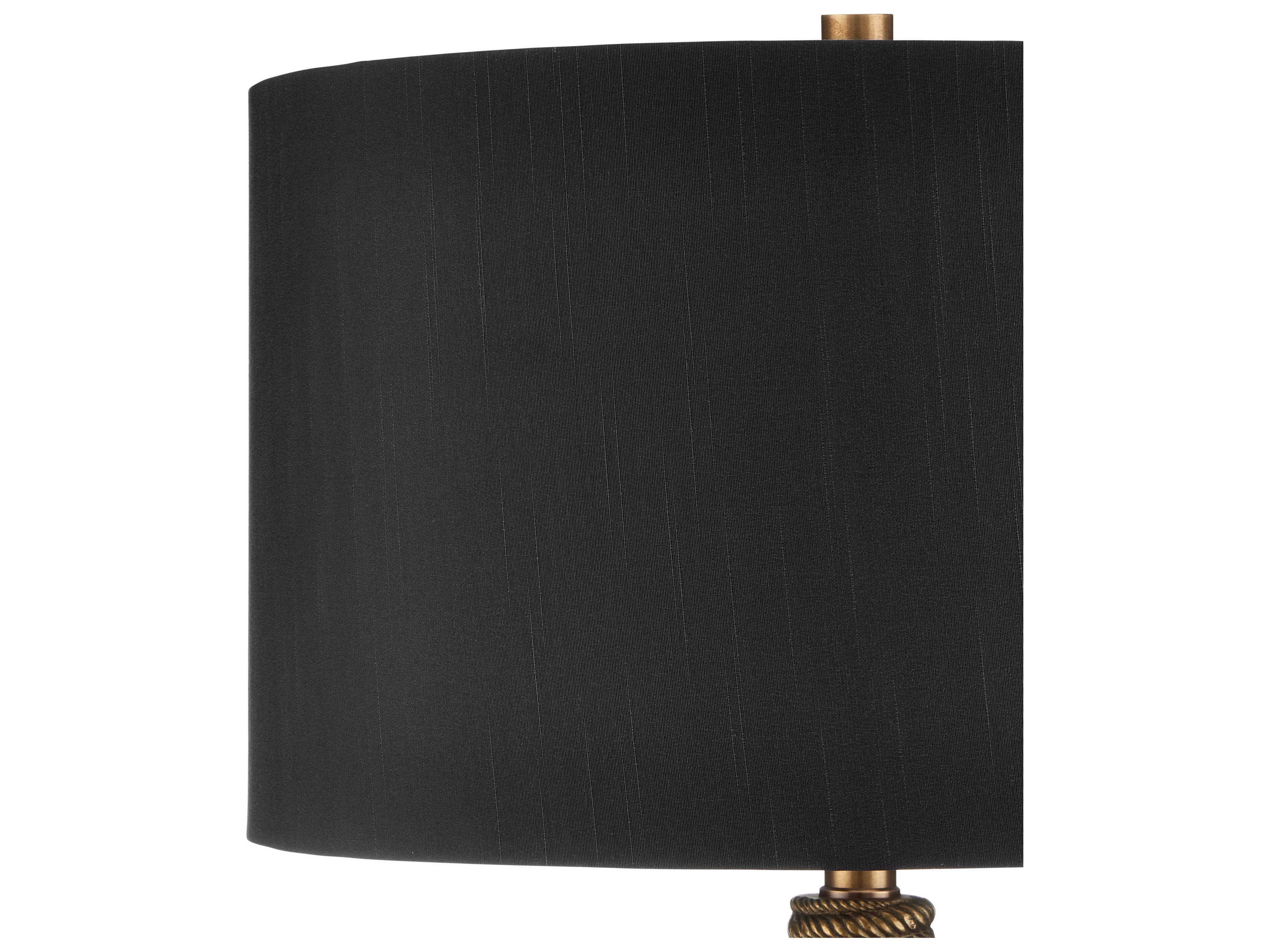 Currey & Company Baroque Antique Brass Black Linen Buffet Lamp