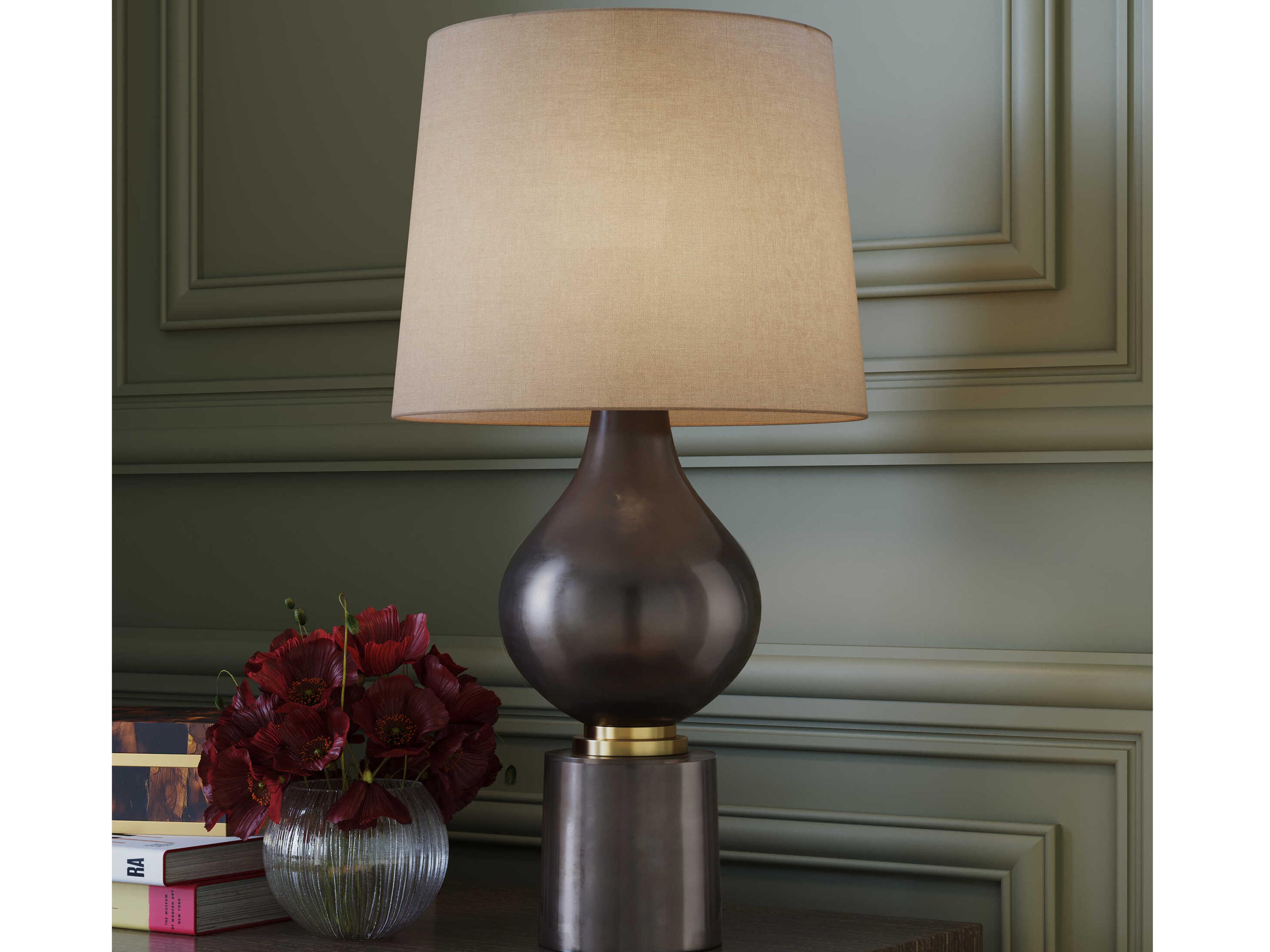 Currey & Company Tamerlane Black Nickel Vintage Brass Buffet Lamp