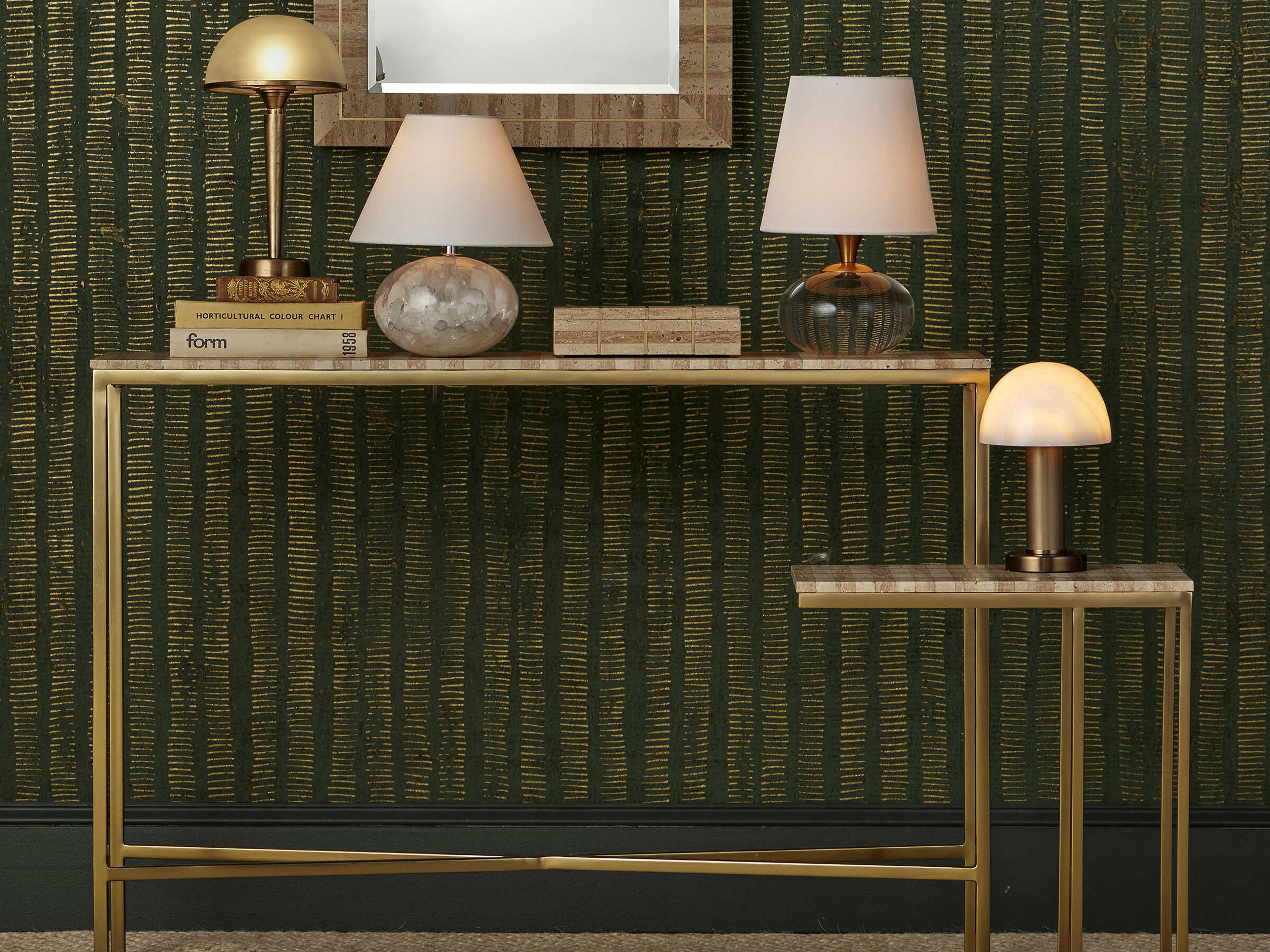 Currey & Company La Gravite Natural Brass White Alabaster Table Lamp