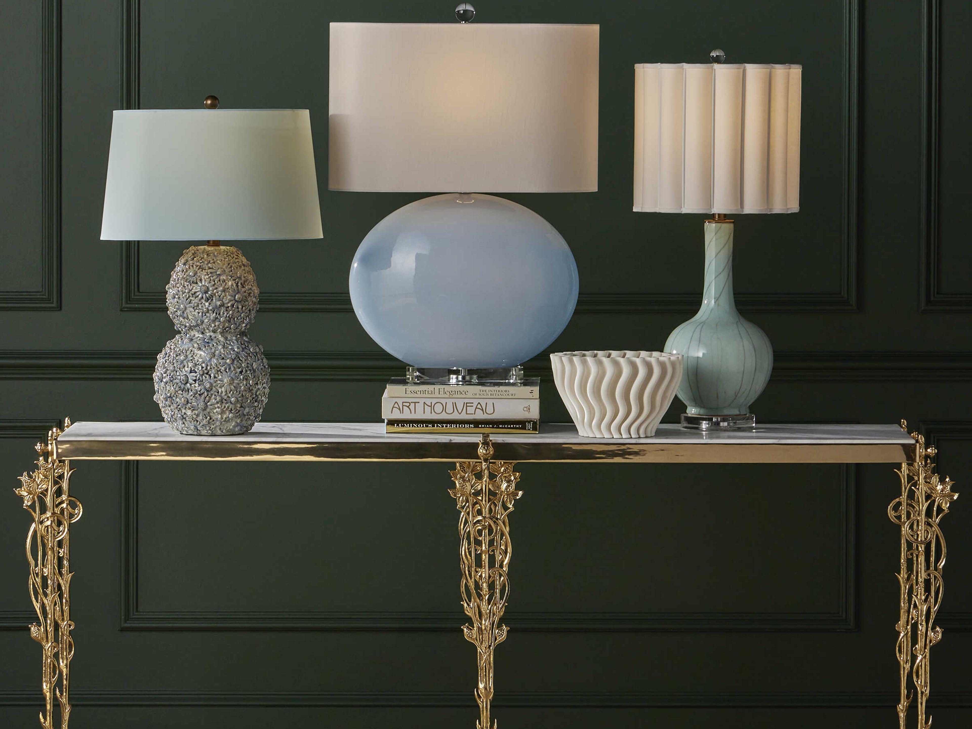 Currey & Company Jessamine Cloud Blue Linen Buffet Lamp