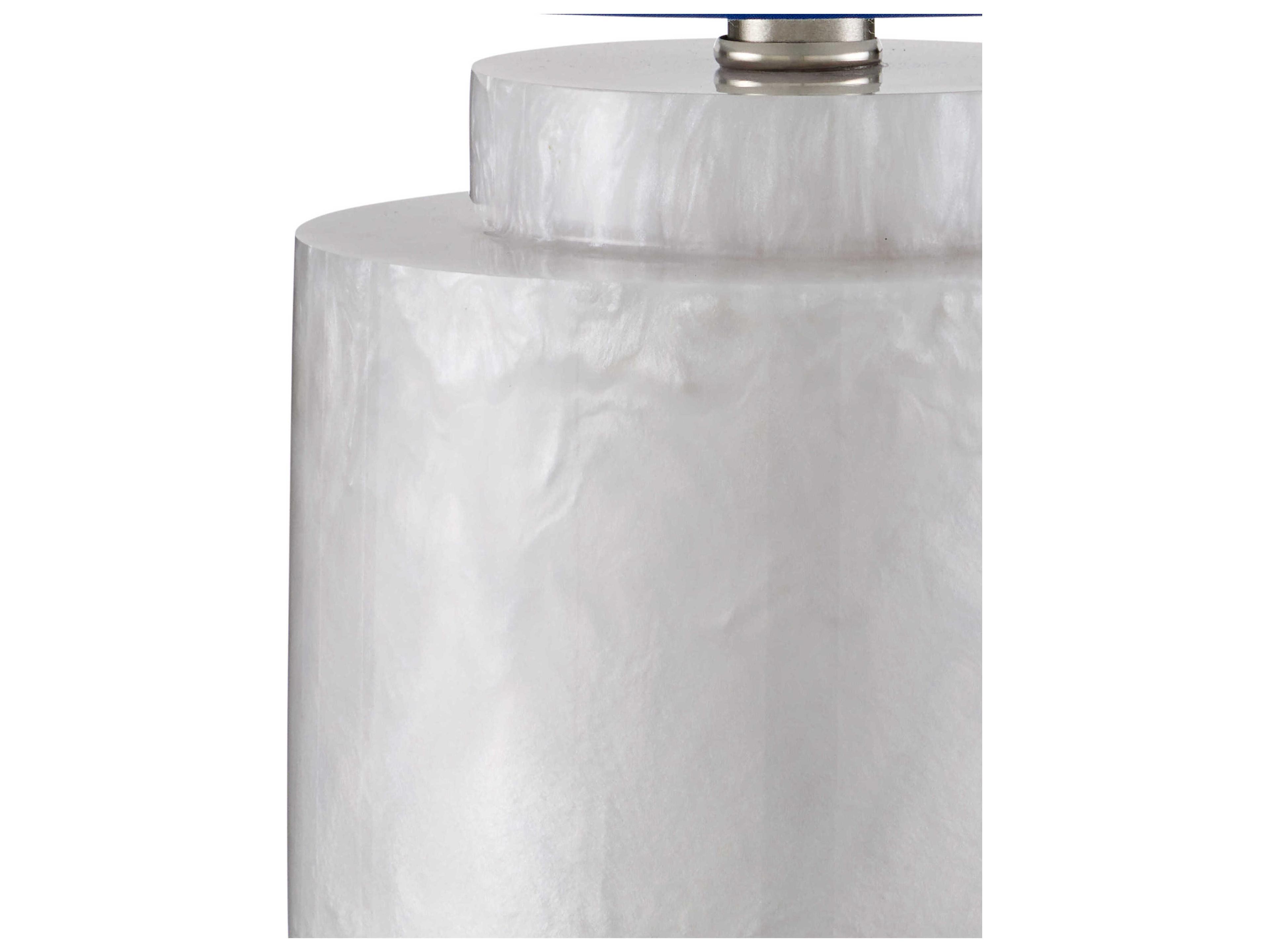 Currey & Company Beryl Subtle Shimmer White Linen Navy Blue Trim Table Lamp