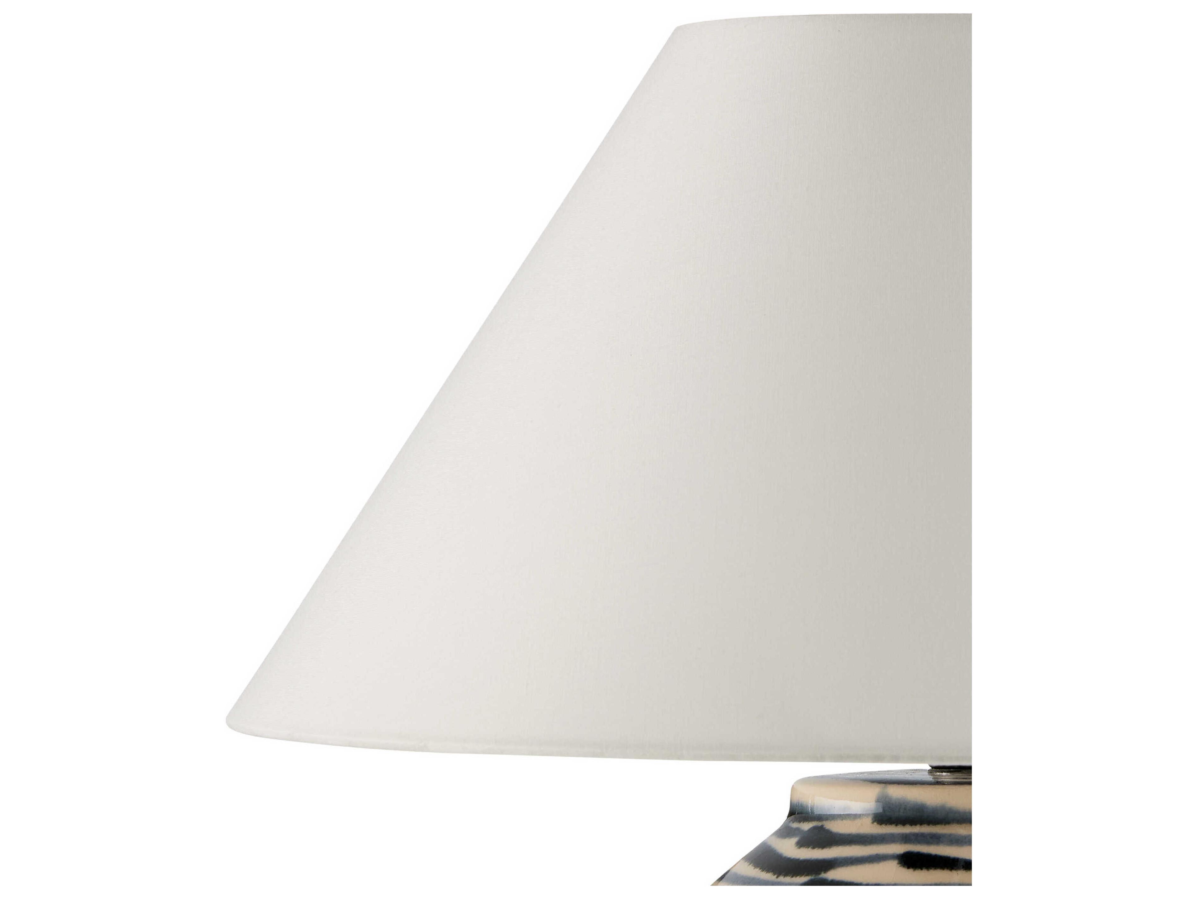 Currey & Company Minnows Navy Blue Beige Egg Shell Cotton Linen Table Lamp