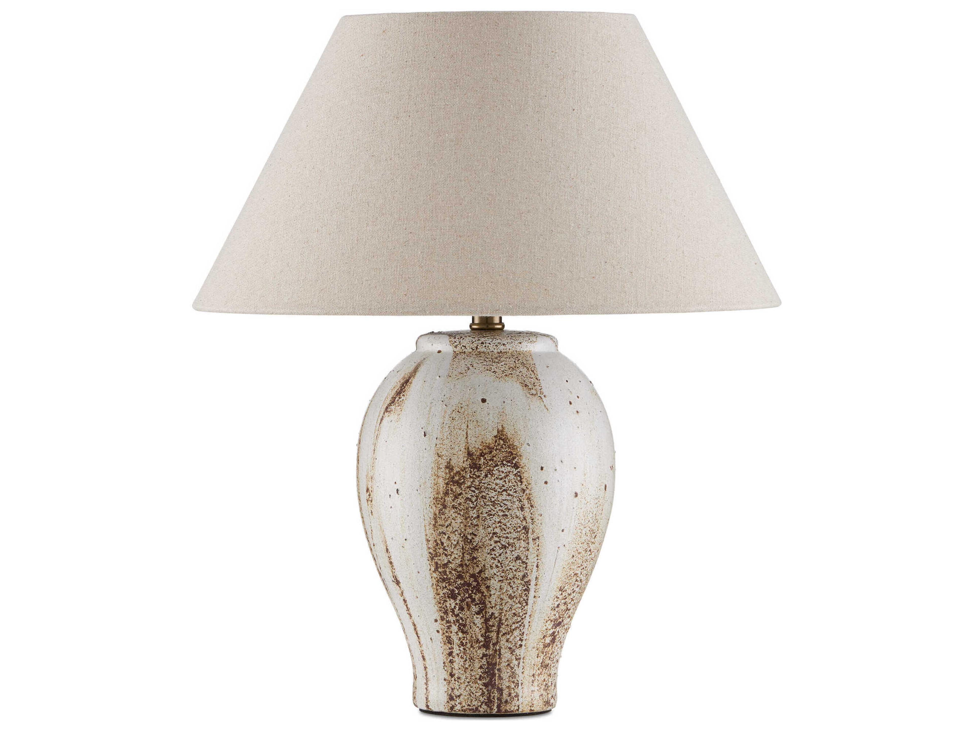 Currey & Company Latte Natural Linen Off White Table Lamp