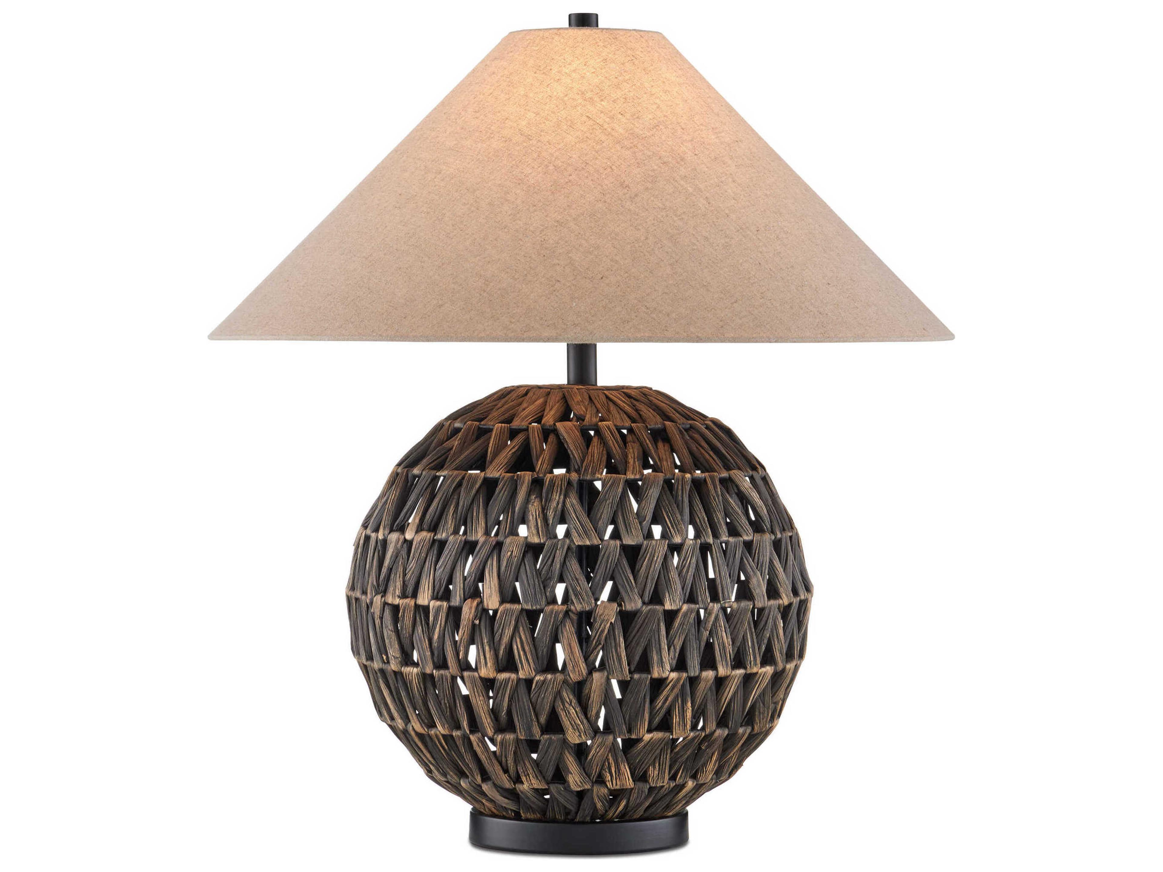 Casimer Black Natural Linen Buffet Lamp