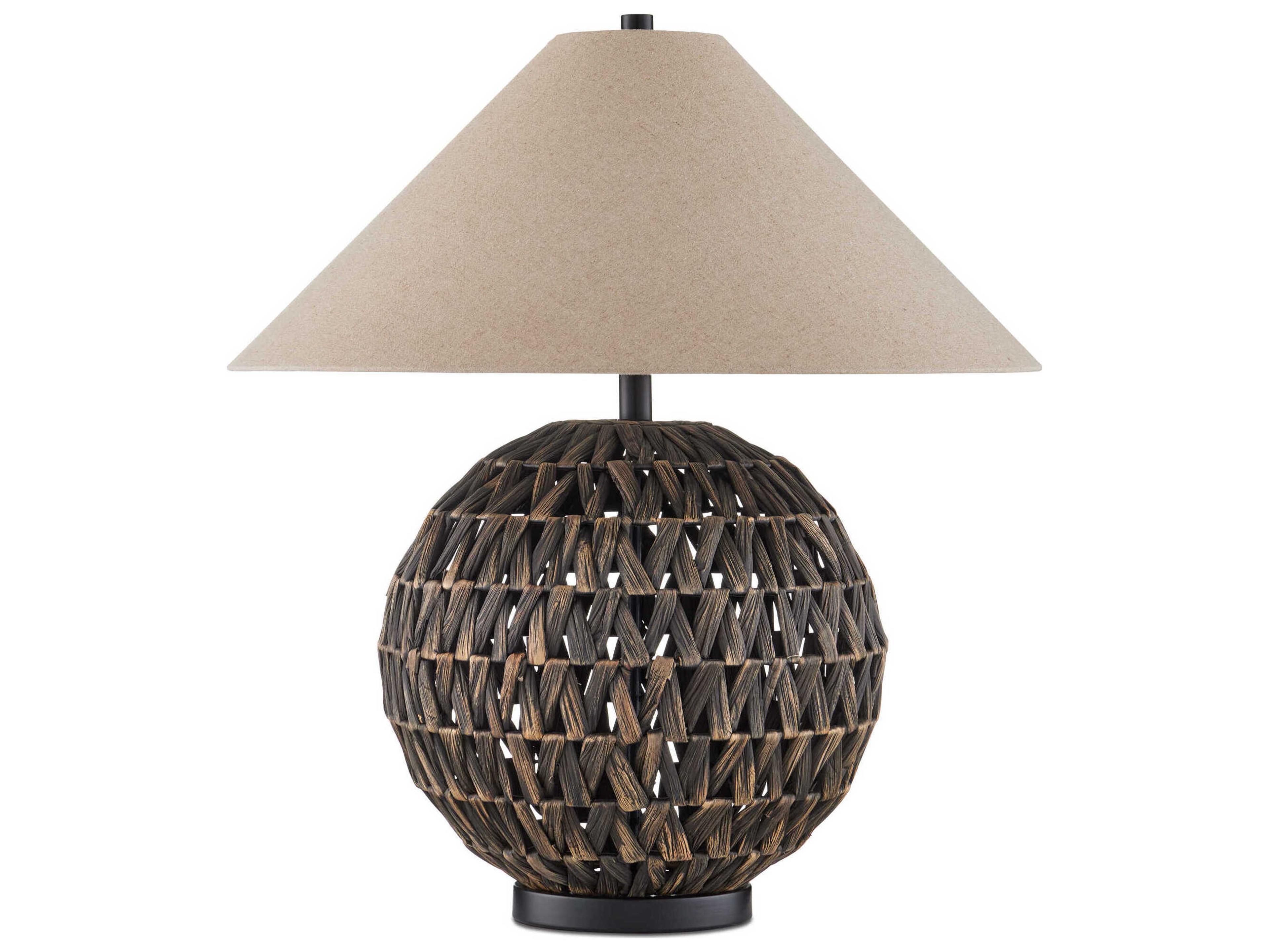 Currey & Company Casimer Black Natural Linen Buffet Lamp