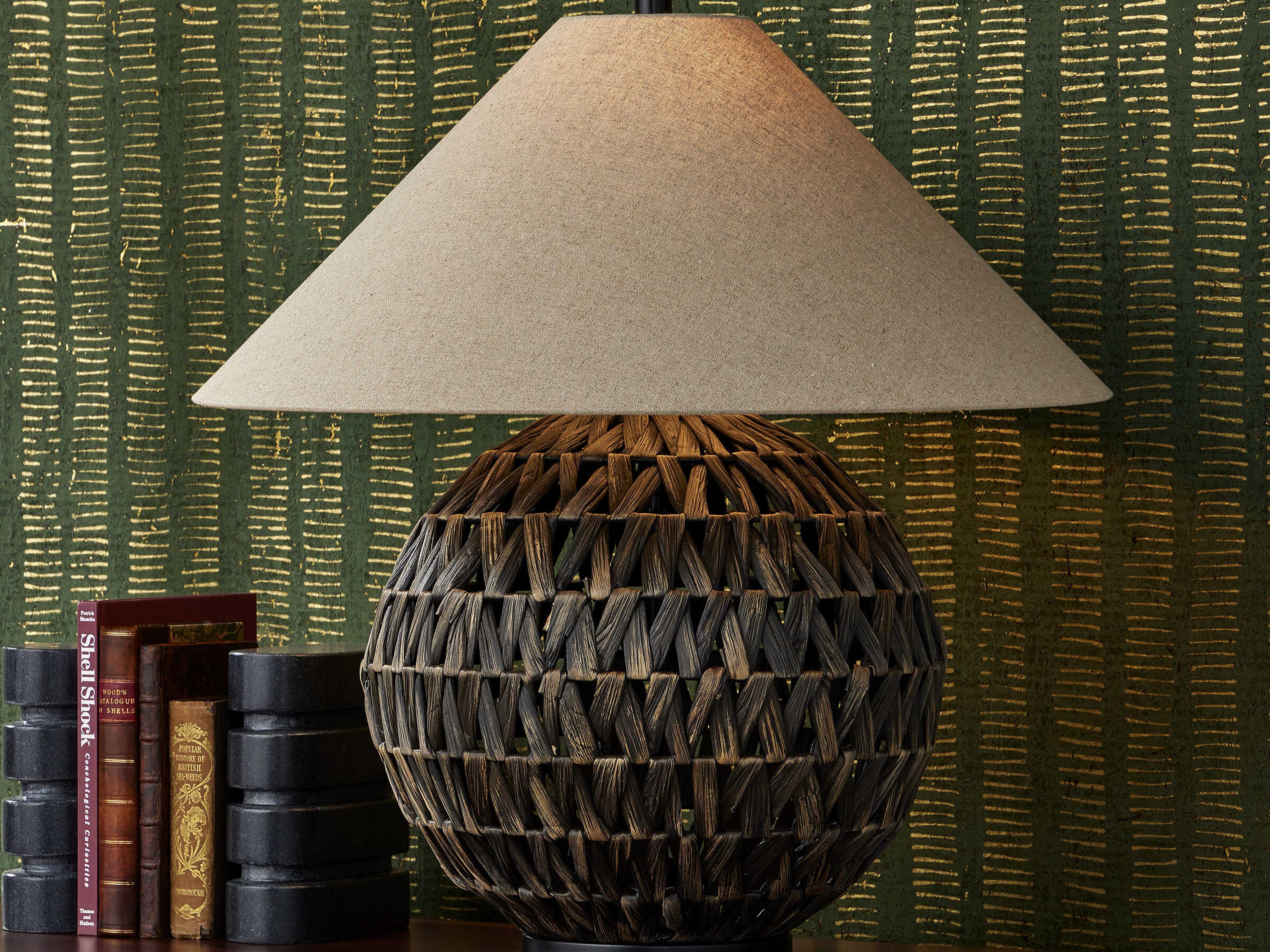 Currey & Company Casimer Black Natural Linen Buffet Lamp