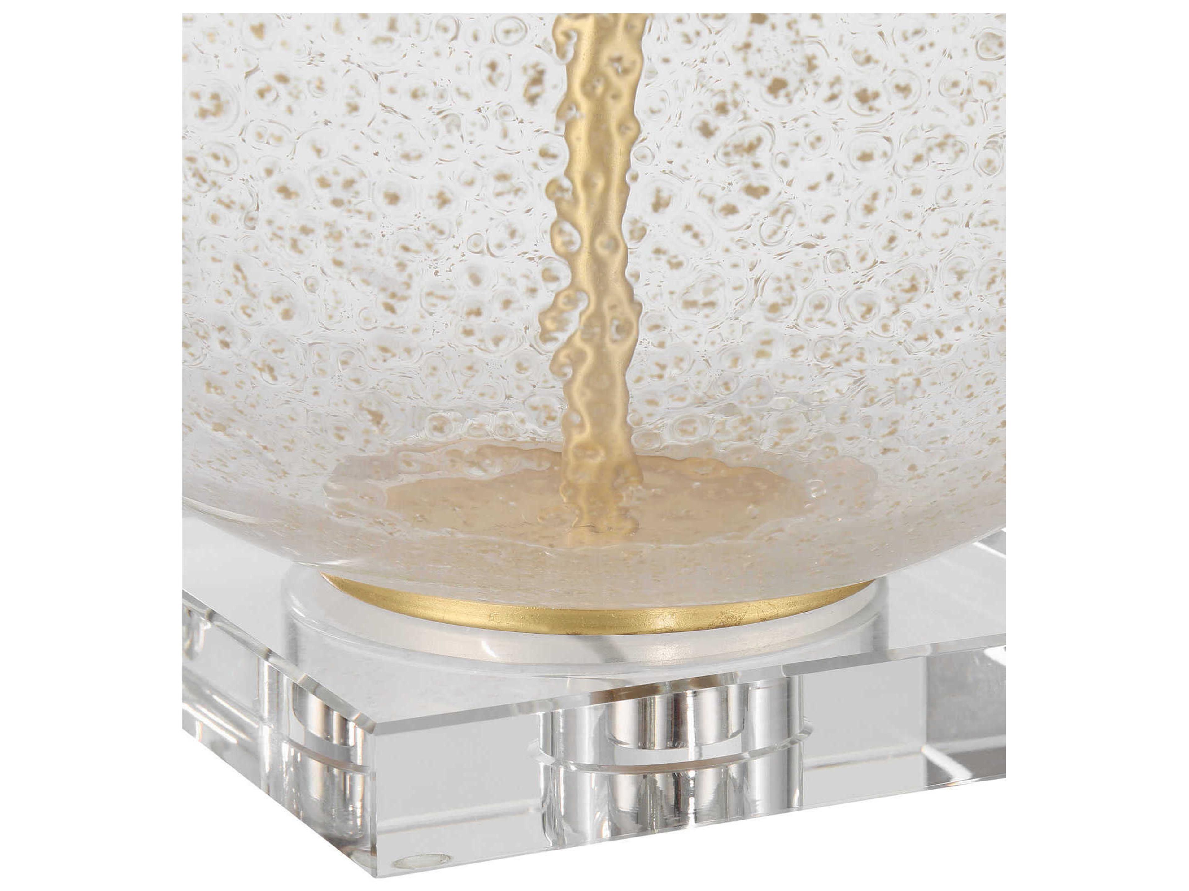 Currey & Company Zebulon Clear Gold Speckles Beige Polyester Fabric Lining Buffet Lamp