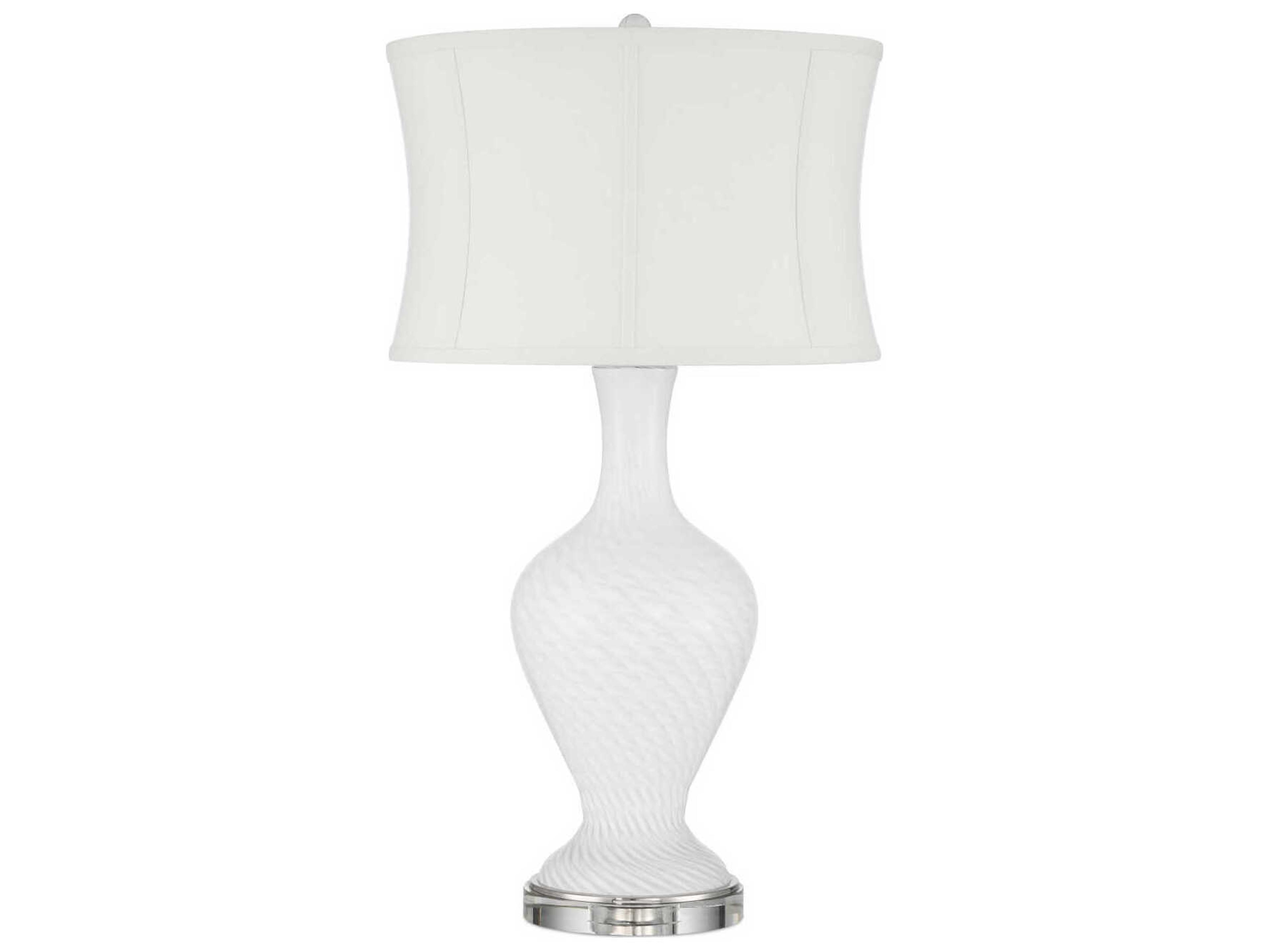 Currey & Company Zeta White Clear Buffet Lamp
