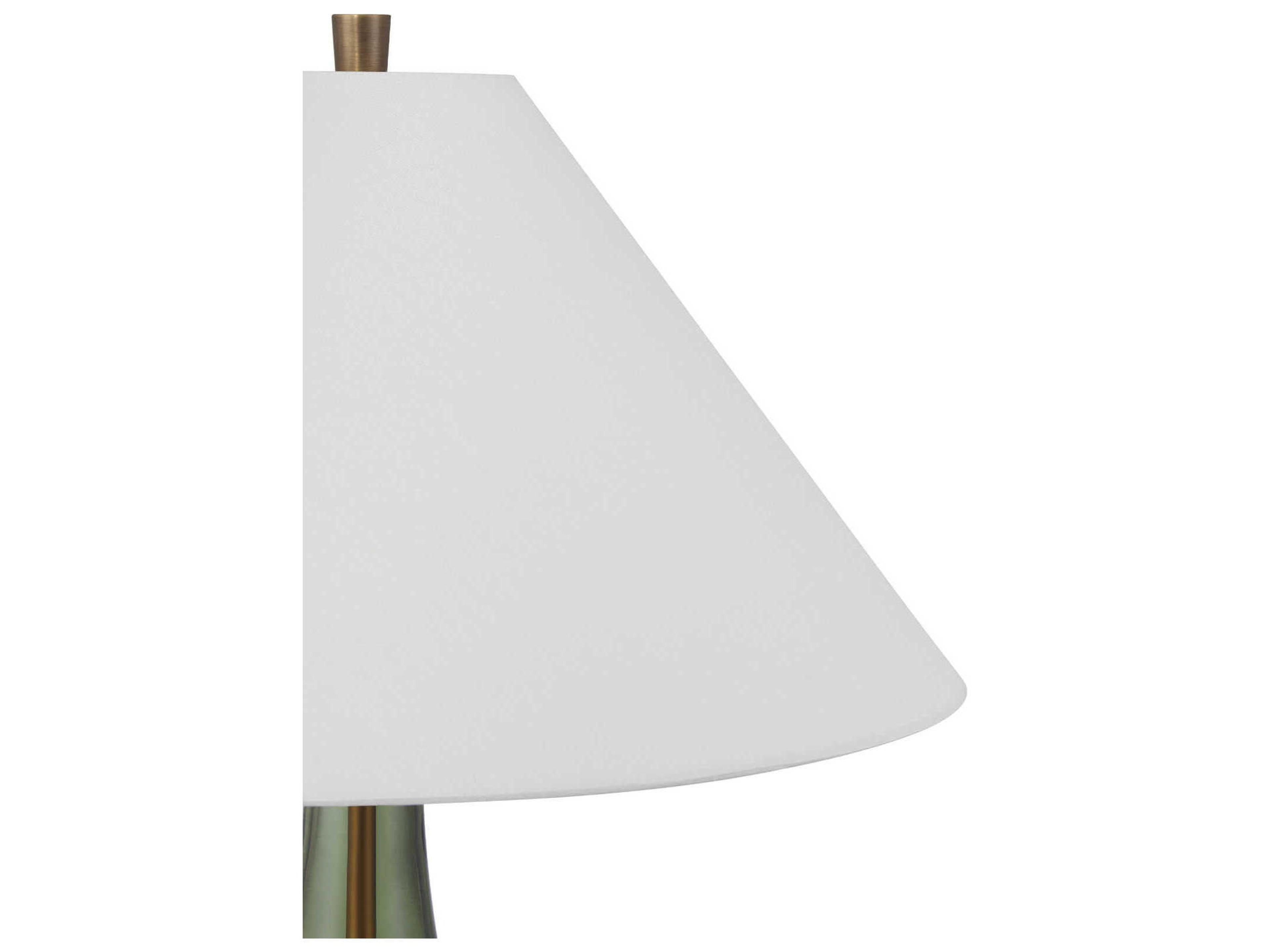 Currey & Company Olive Green Antique Brass Beige Polyester Hardback Rolled Edge Buffet Lamp